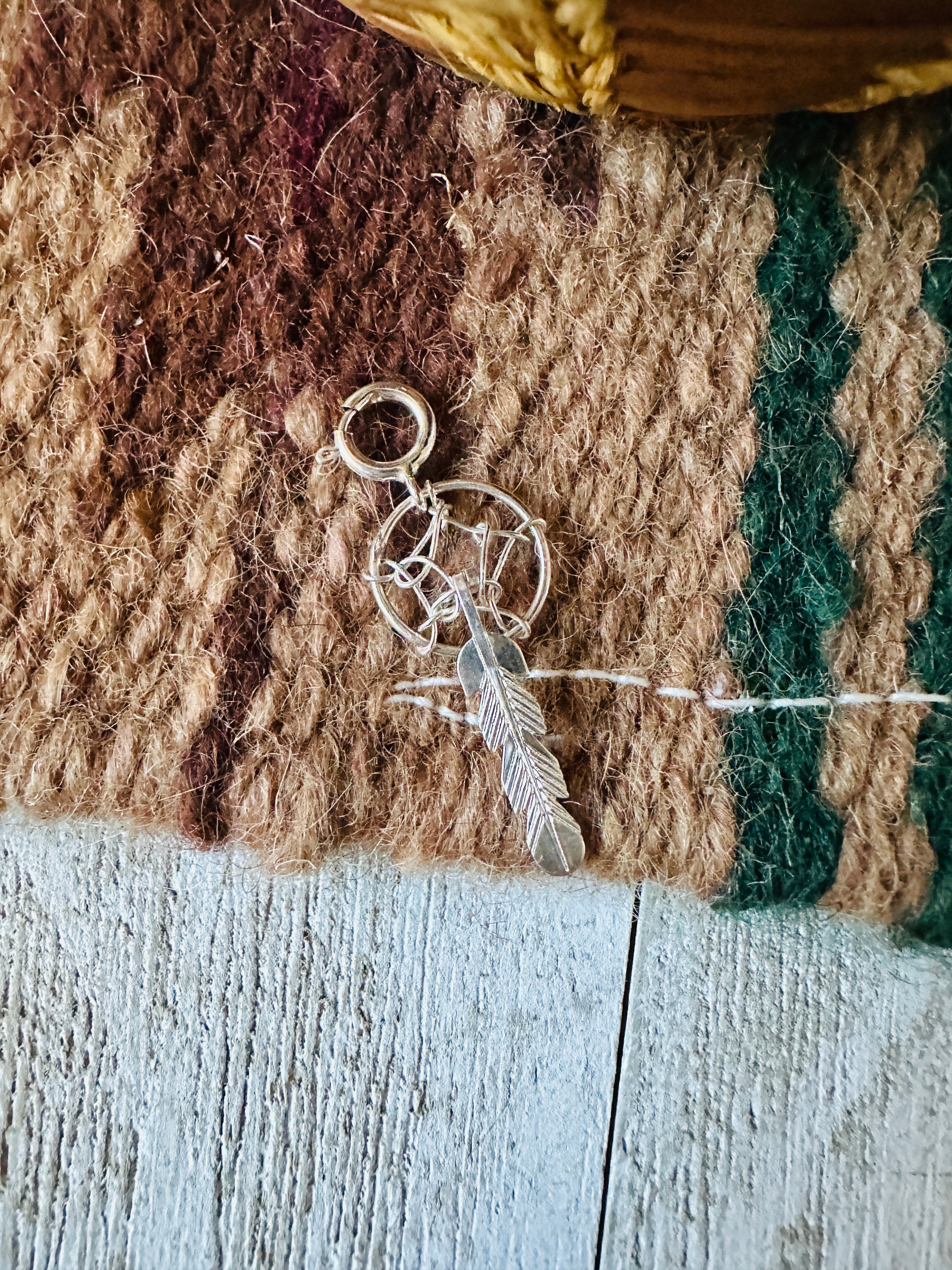 Navajo Crafted Sterling Silver Mini Dream Catcher Charm