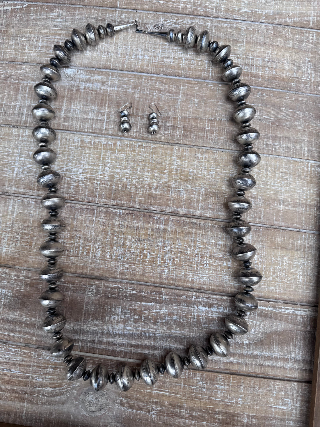 Handcrafted Jumbo Pearl Sterling Silver HandMade Dangle Earrings And Necklace Set