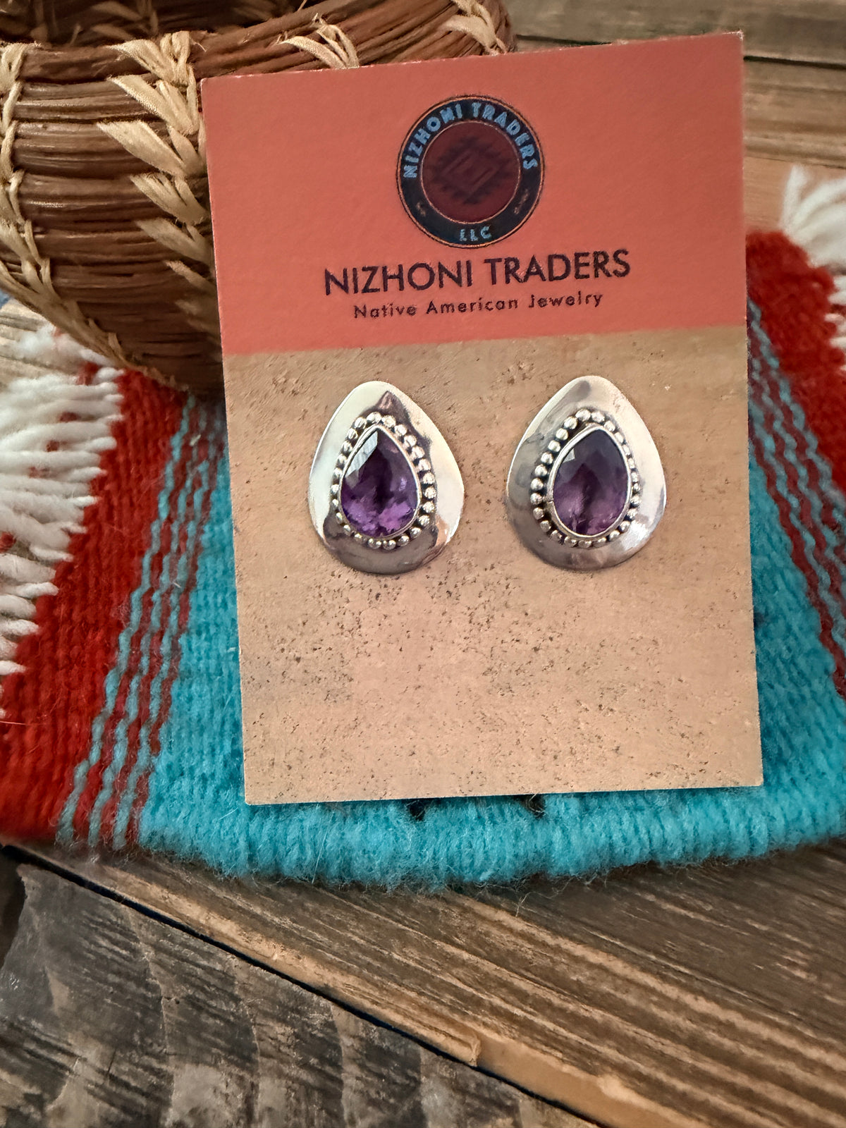 Handcrafted Amethyst & Sterling Silver Post Earrings