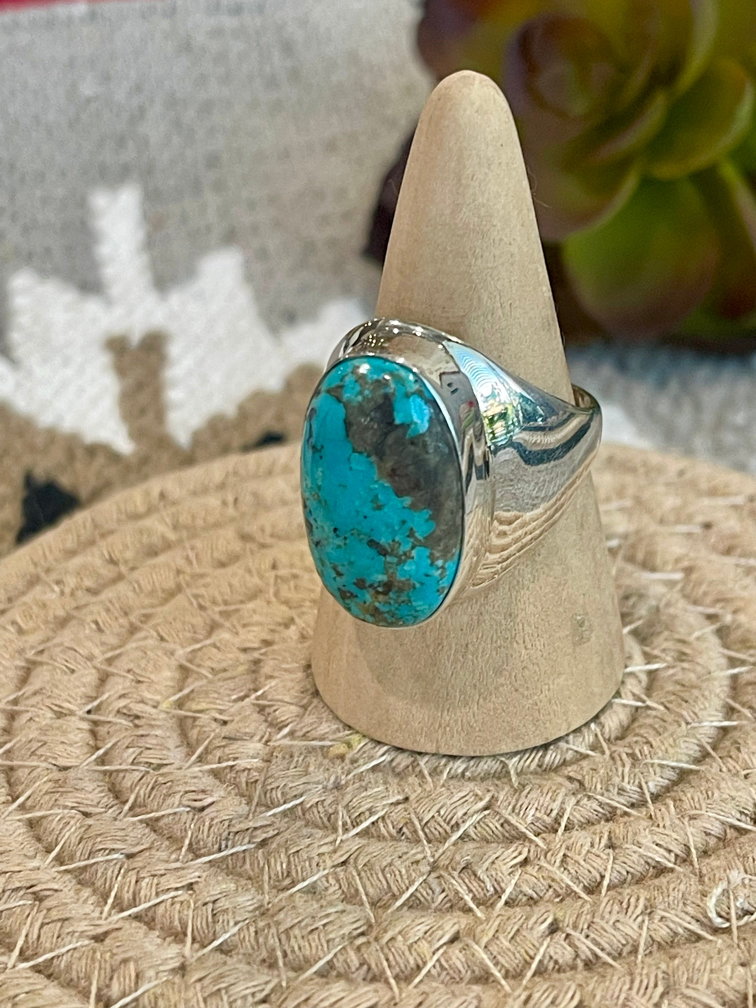 Navajo Turquoise & Sterling Silver Ring Size 11