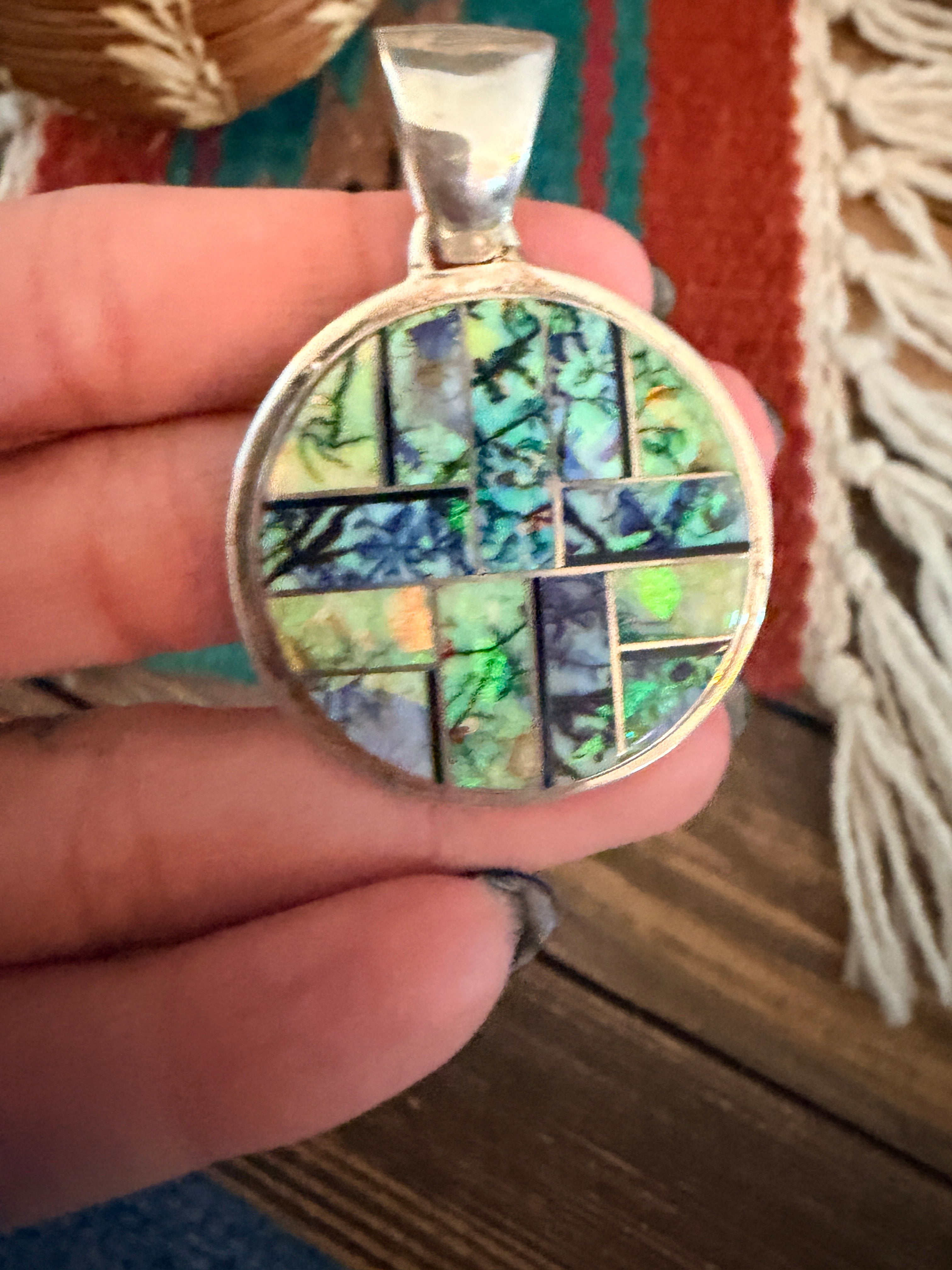 Handcrafted Sterling Silver and Opal Inlay Pendant
