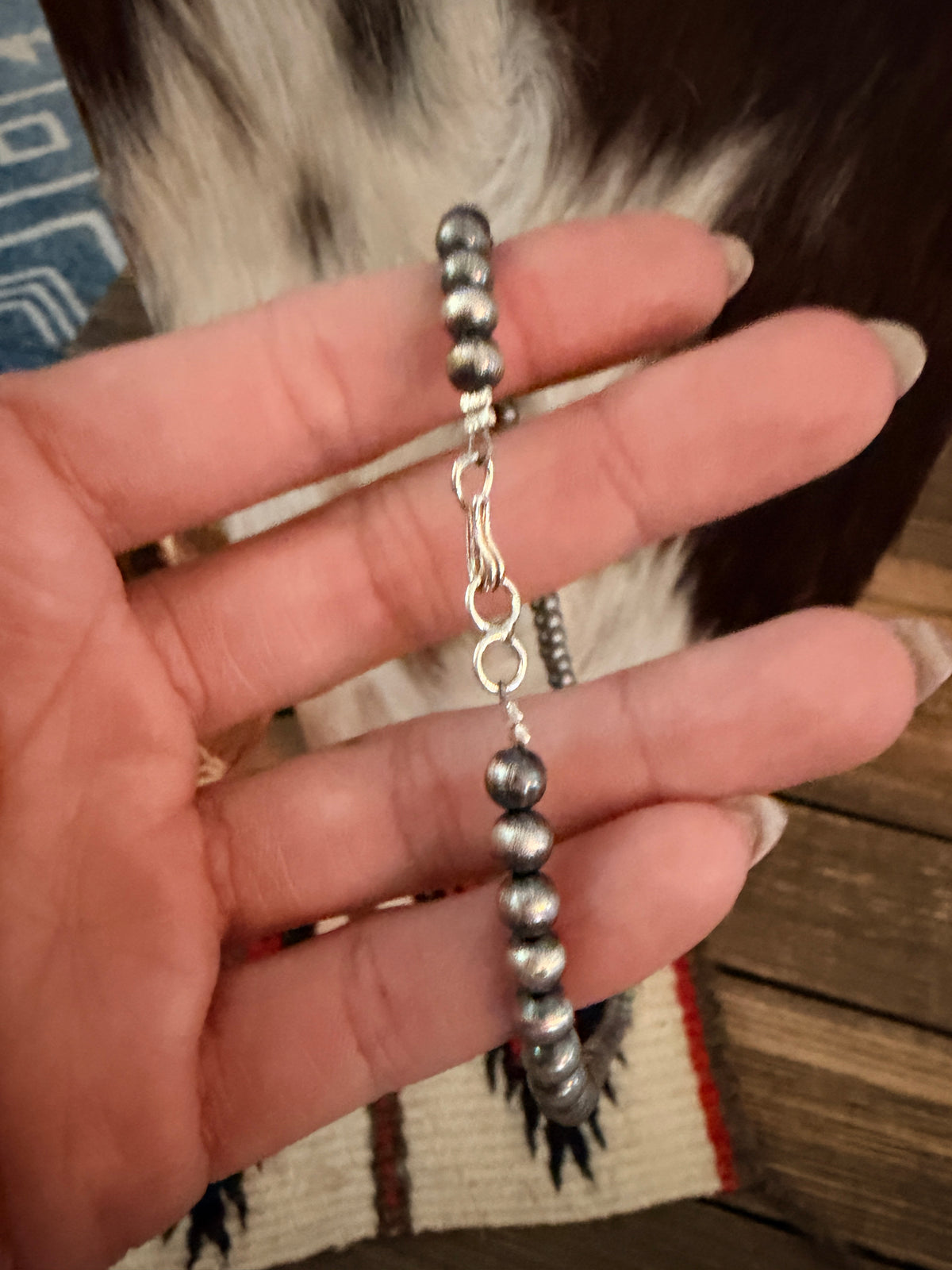 Handcrafted Turquoise & Sterling Silver Beaded Blossom Necklace