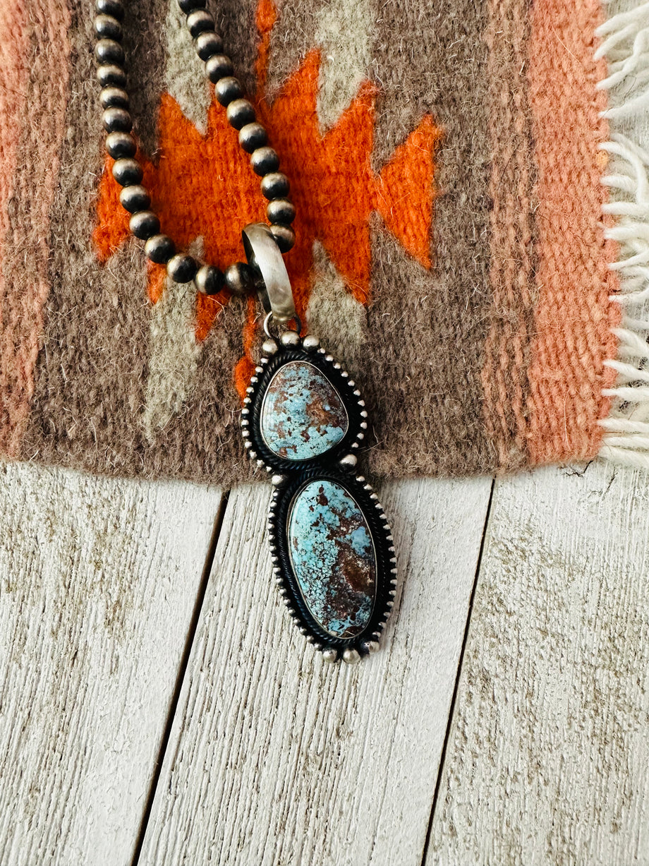 Navajo Golden Hills Turquoise & Sterling Silver Pendant – Nizhoni