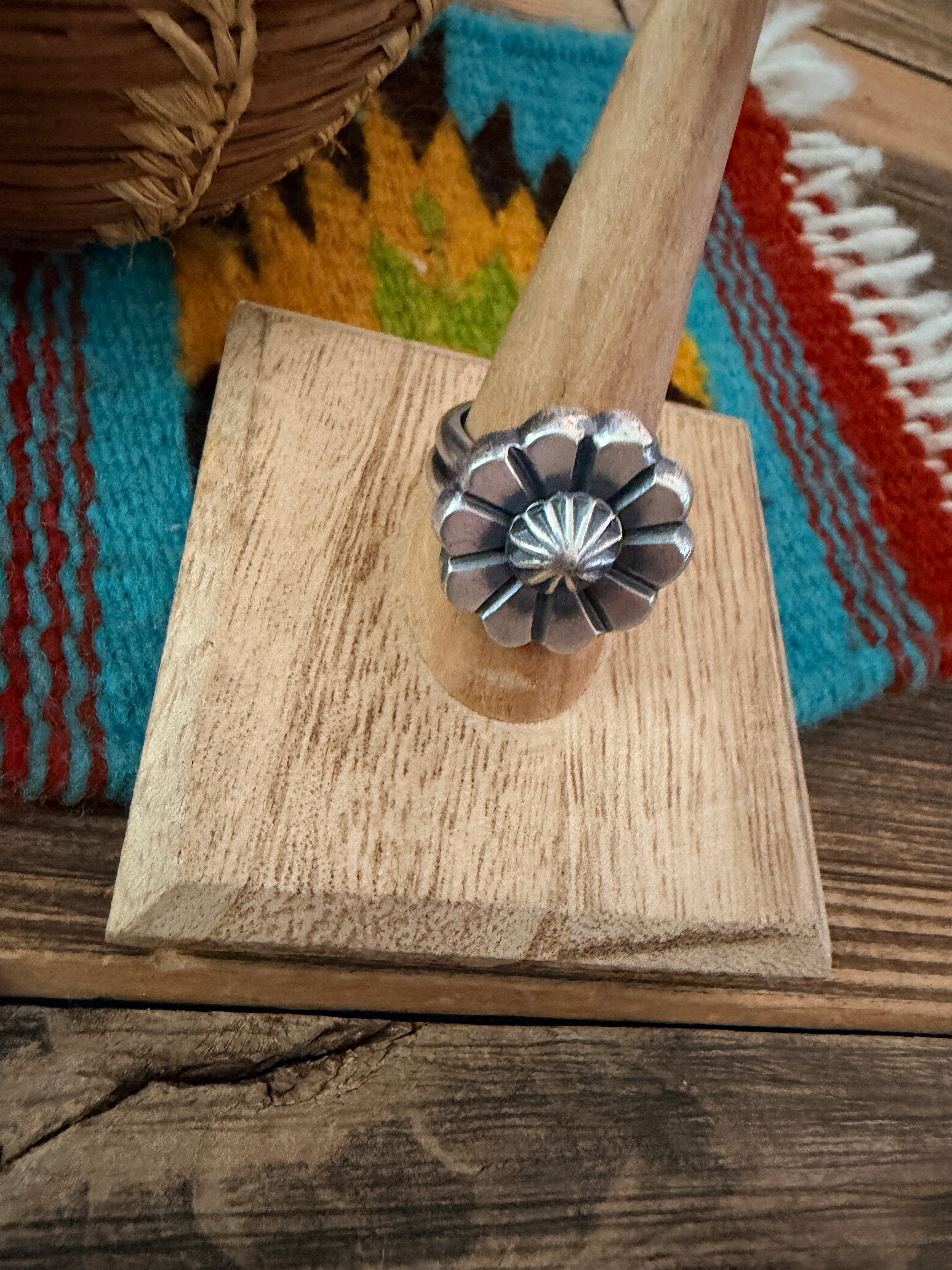 Handcrafted Sterling Silver Flower Ring size 8 by Chimney Butte