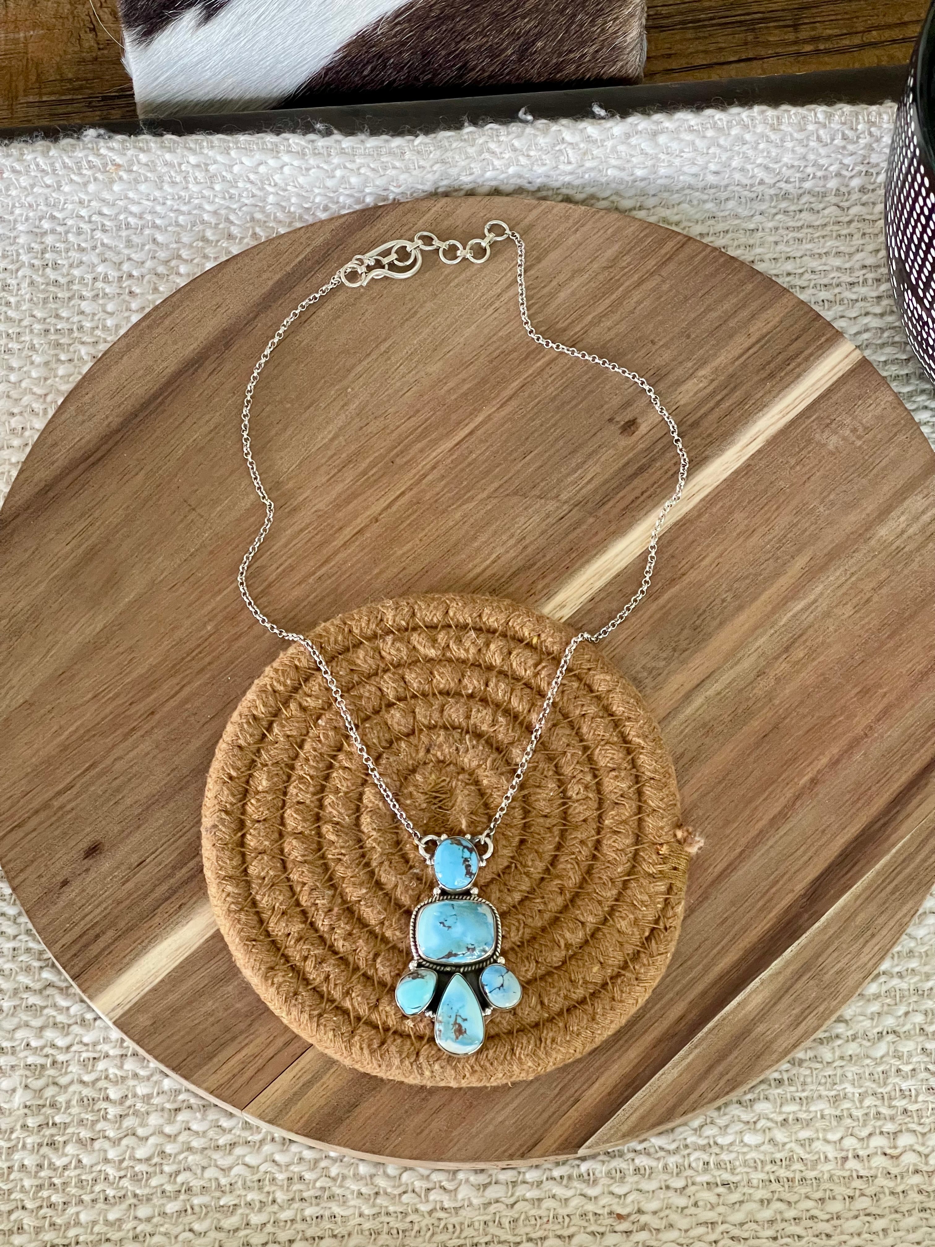 Handcrafted Sterling Silver & Golden Hills Cluster Necklace