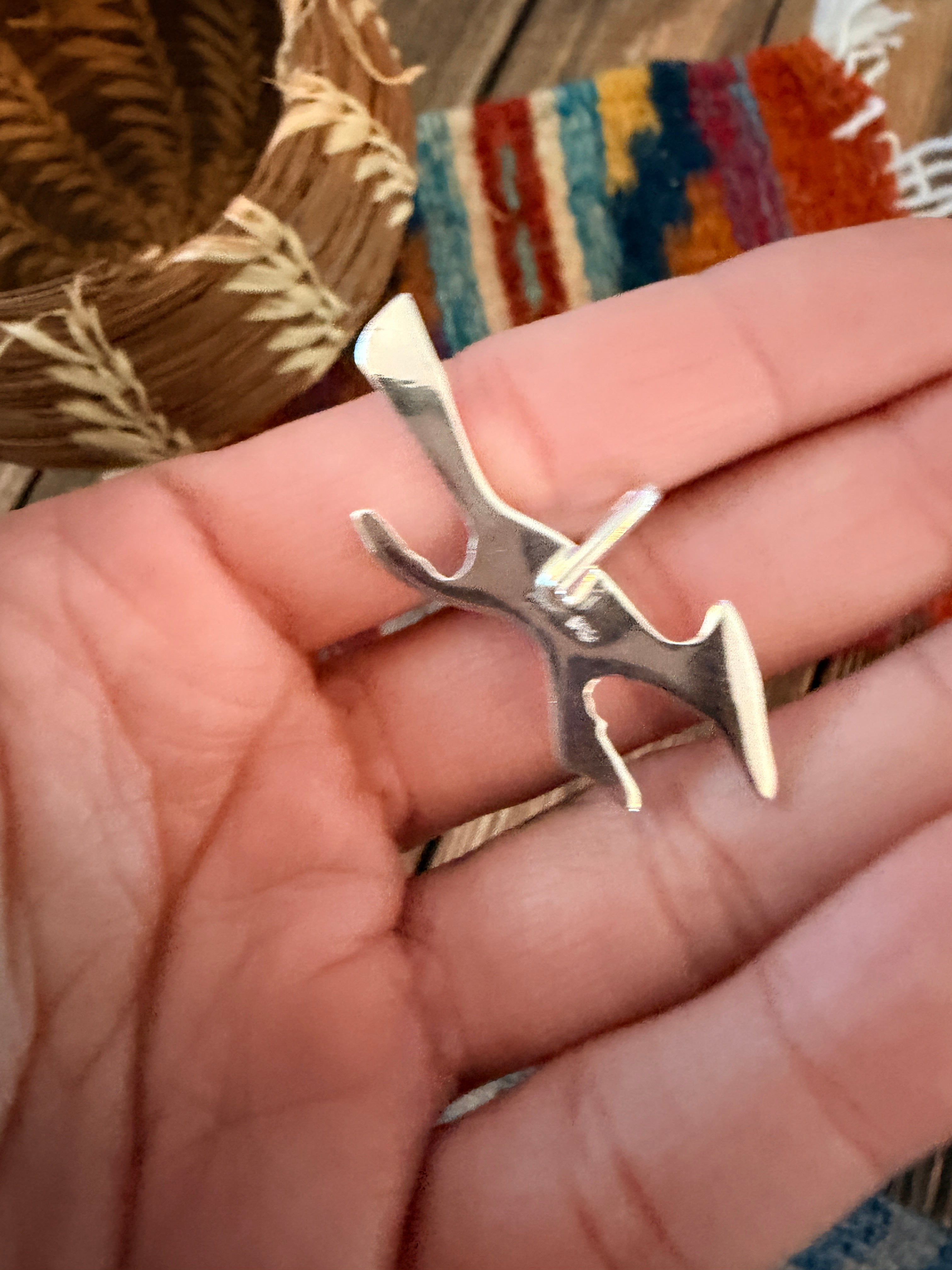 Handcrafted Sterling Silver & Mother of Pearl Road Runner Pendant by Joseph Martinez