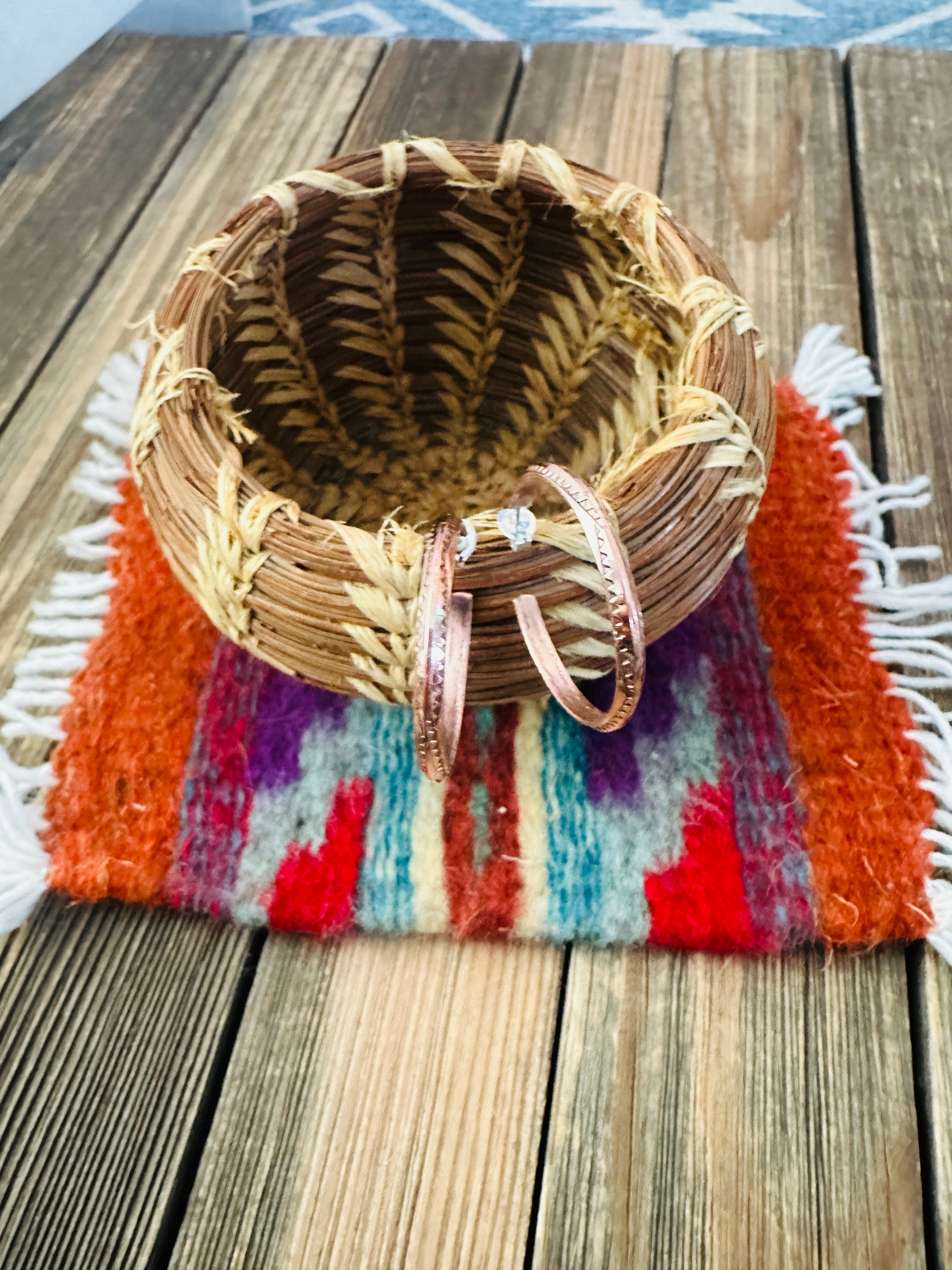 Hand Stamped Copper Hoop Earrings