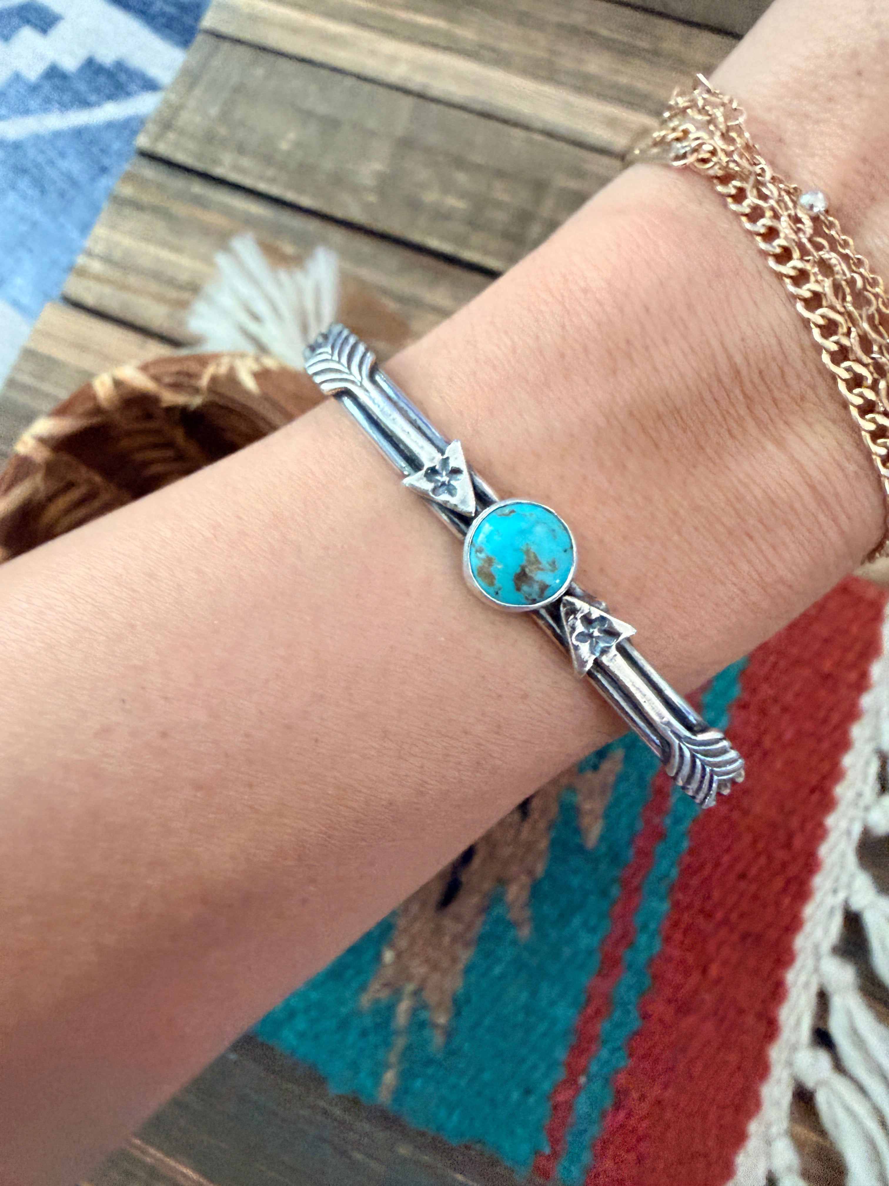 Handcrafted Sterling Silver & Turquoise Arrow Cuff Bracelet