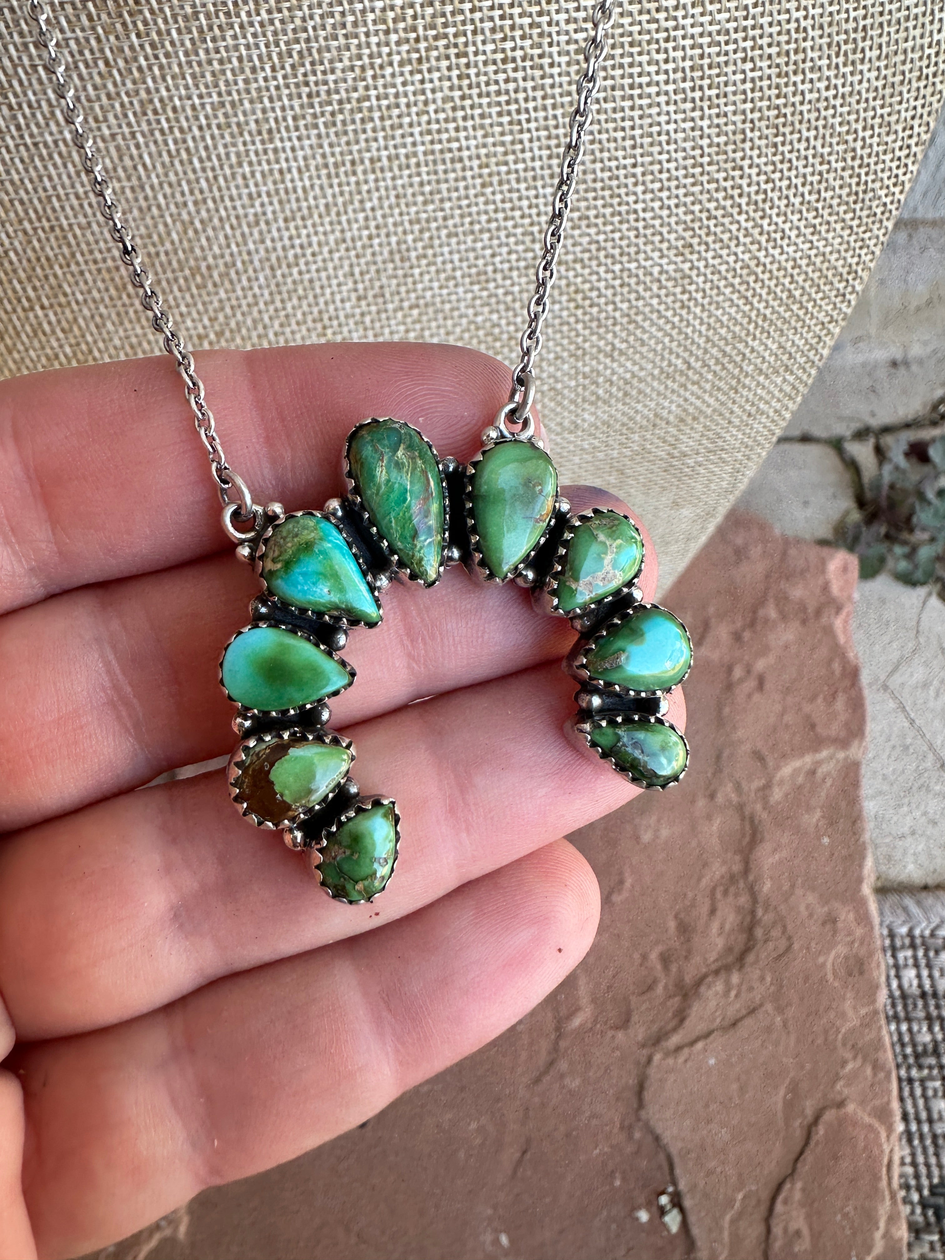 Beautiful Handmade Sterling Silver & Sonoran Mountain Turquoise Naja Necklace