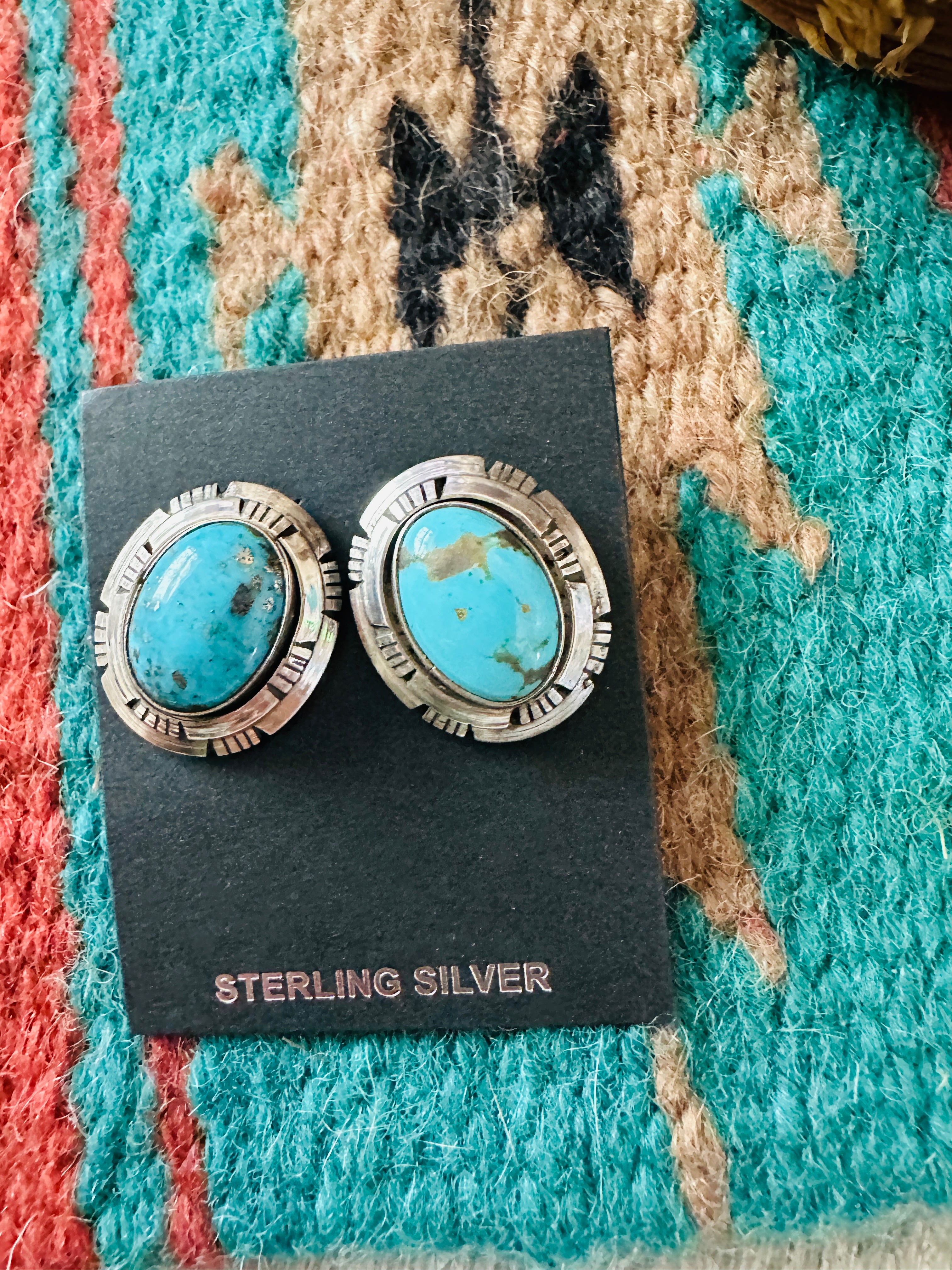 Handcrafted Sterling Silver & Turquoise Post Earrings