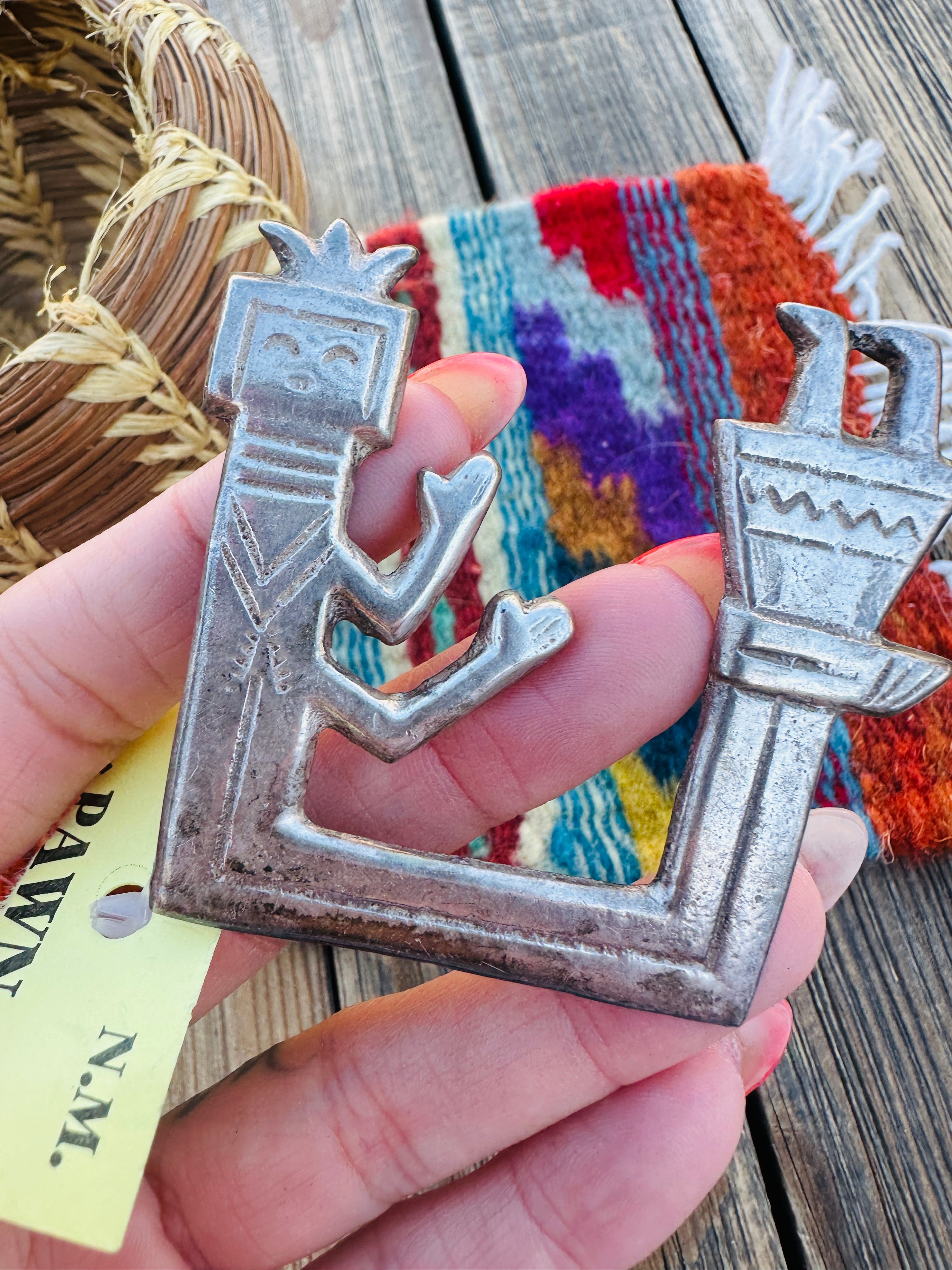 Old Pawn Handcrafted Sterling Silver Kokopelli Brooch