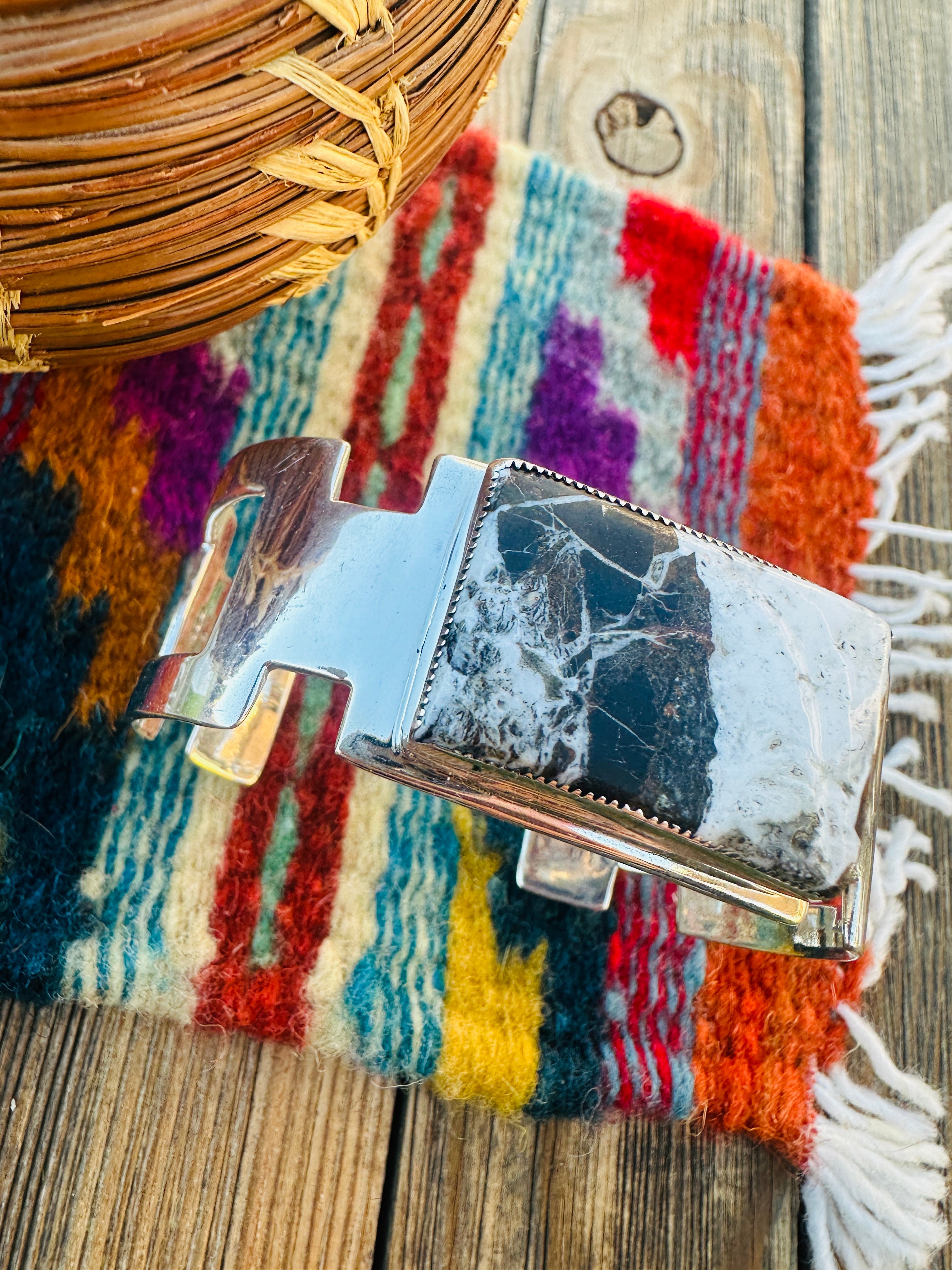 Handcrafted Sterling Silver & White Buffalo Cuff Bracelet