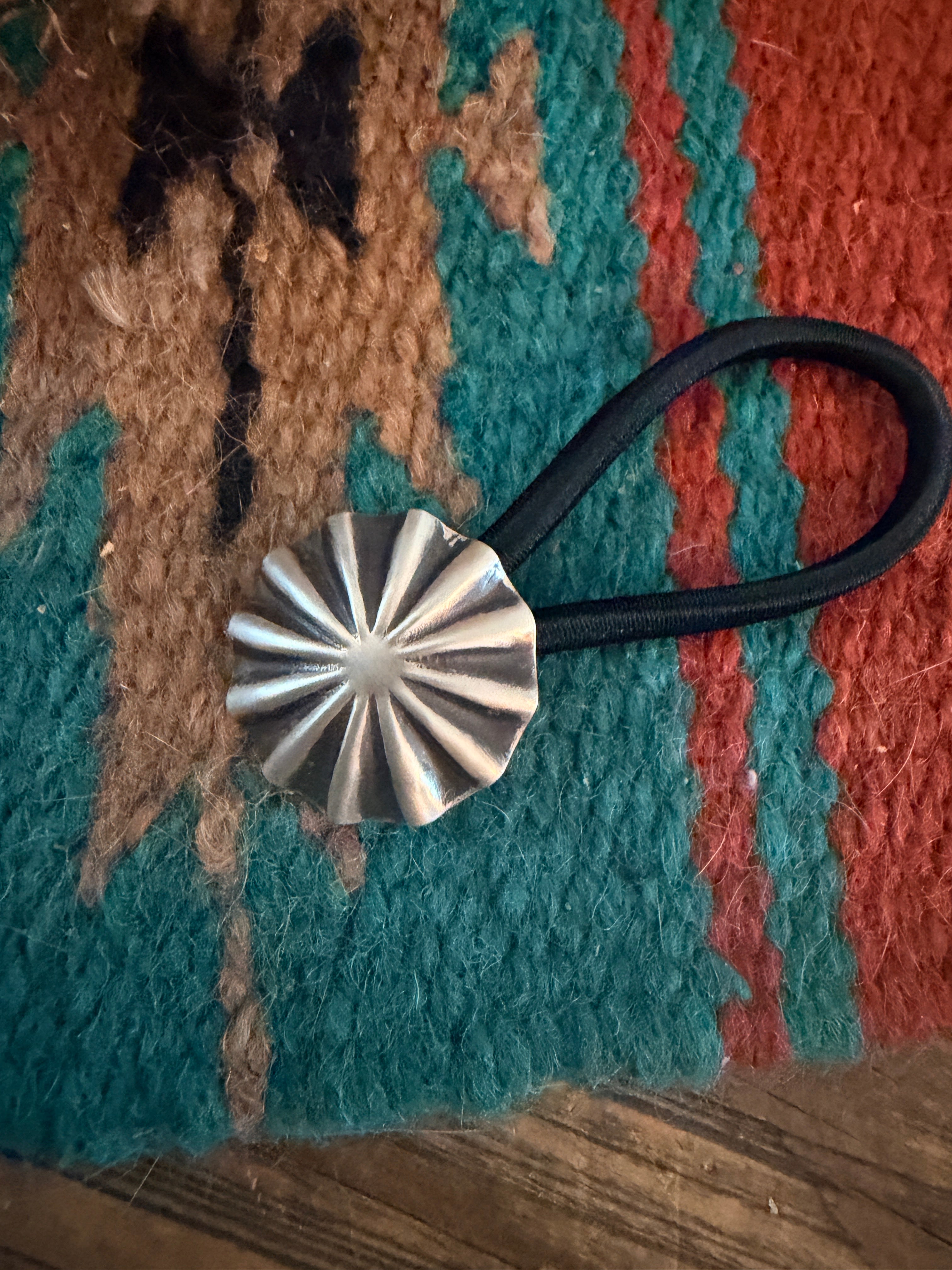Handcrafted Sterling Silver Concho Hair Tie Charm