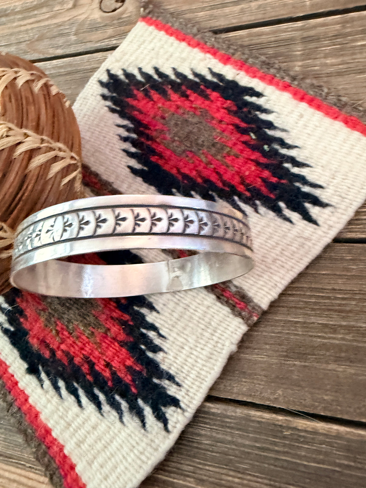Handcrafted Sterling Silver Stamped Bangle Bracelet