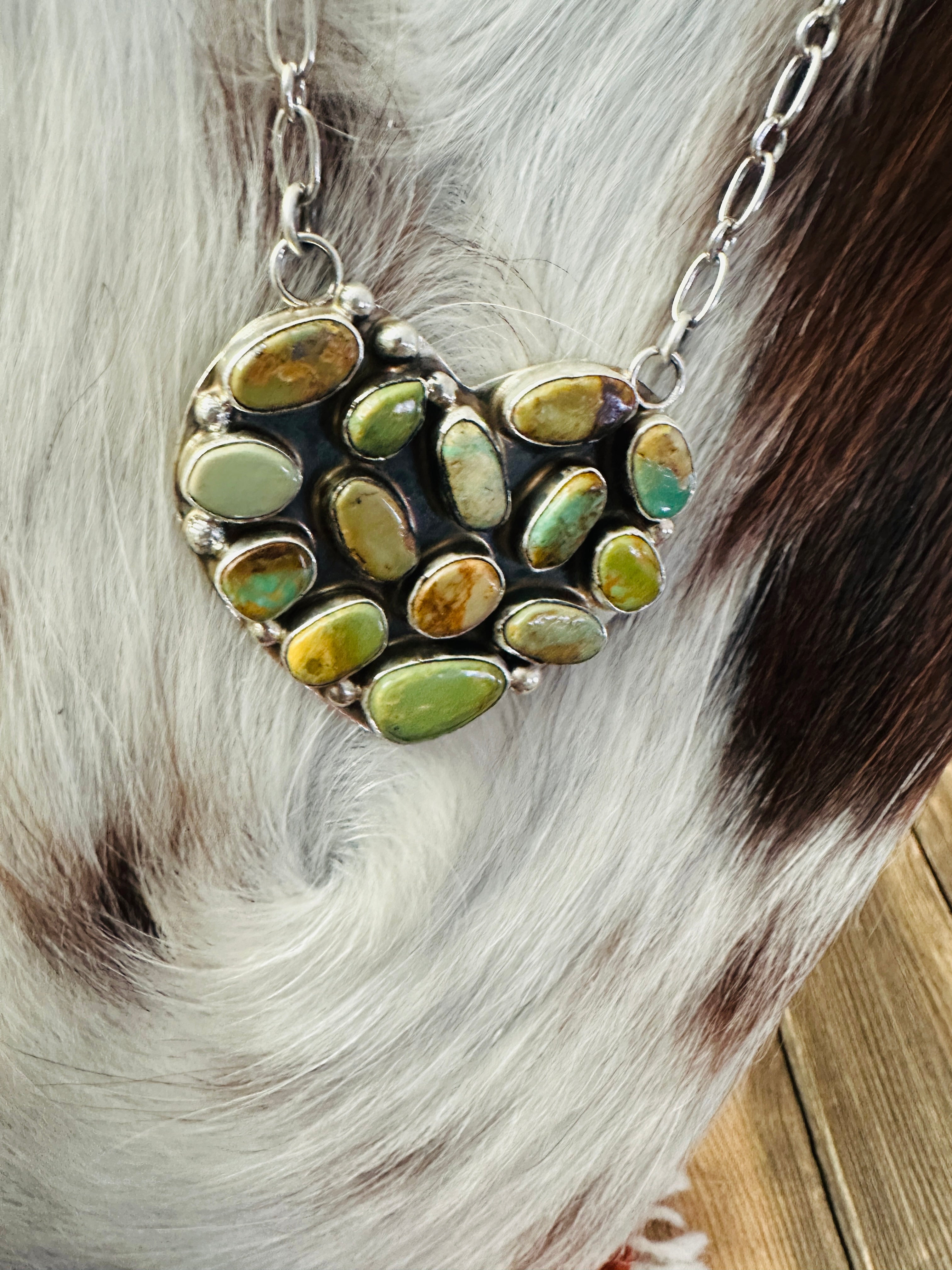 Handcrafted Turquoise & Sterling Silver Heart Necklace by Jacqueline Silver