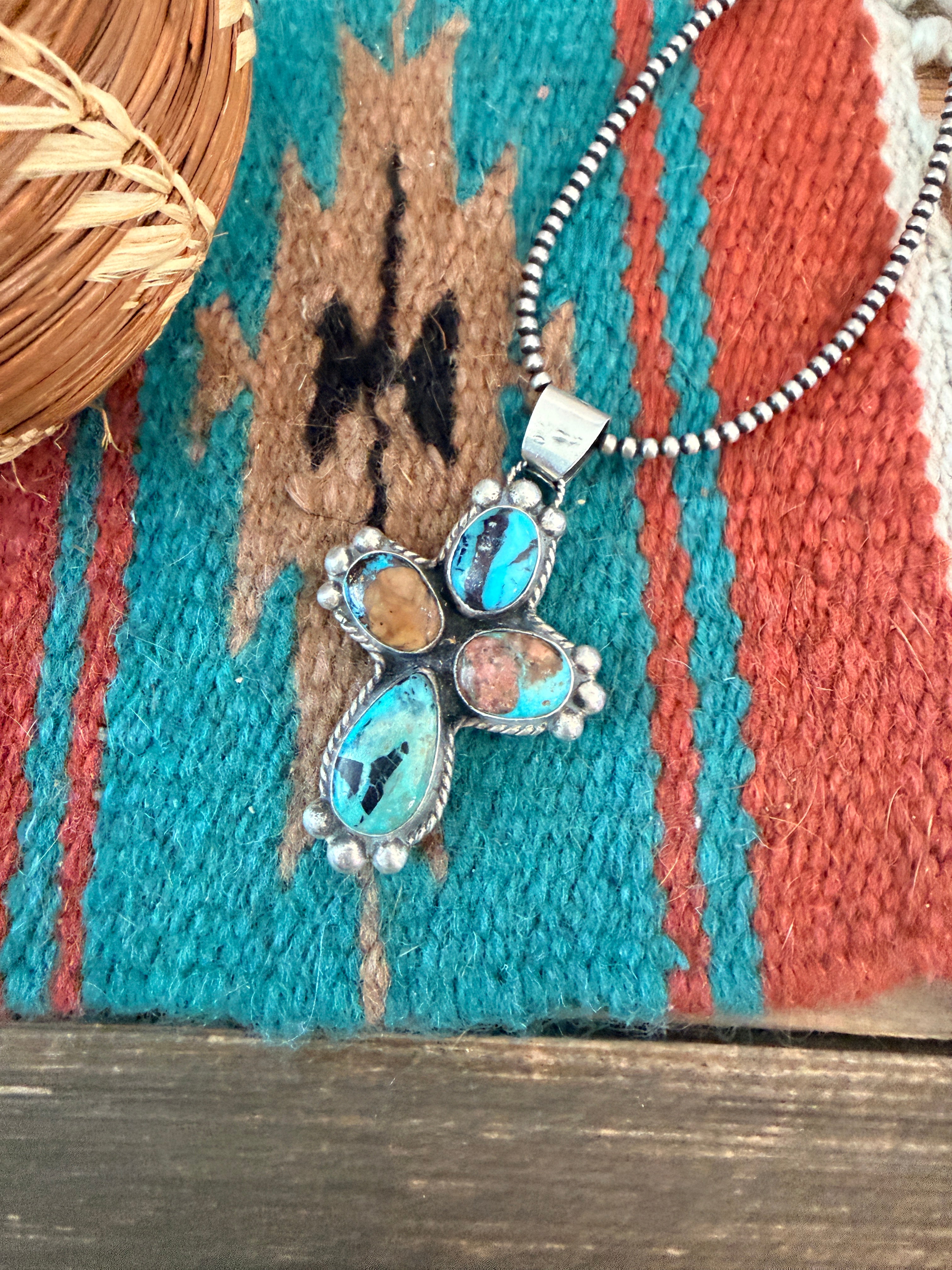 Handmade Sterling Silver & Turquoise Cross Pendant