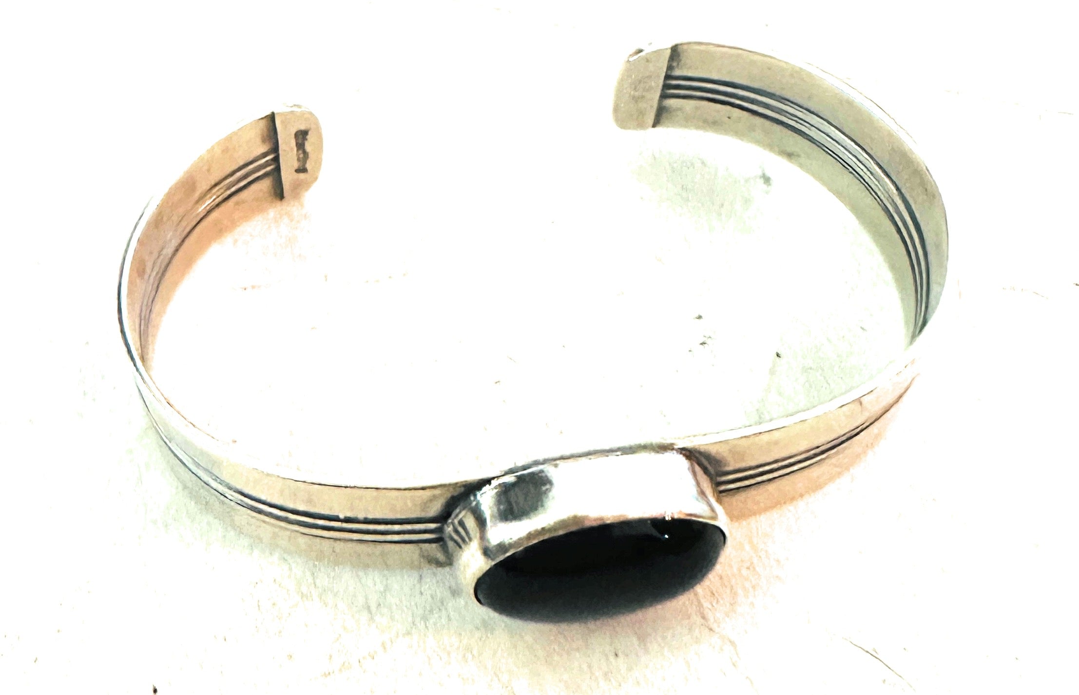 Navajo Sterling Silver & Black Onyx Cuff Bracelet