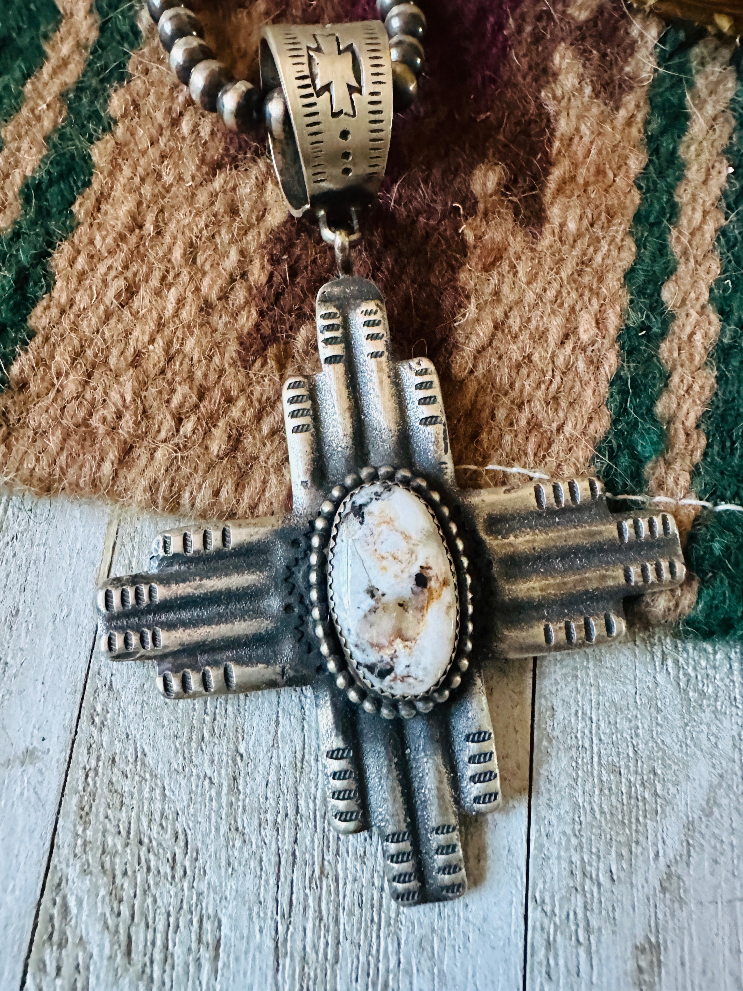 Navajo Sterling Silver & Wild Horse Cross Pendant