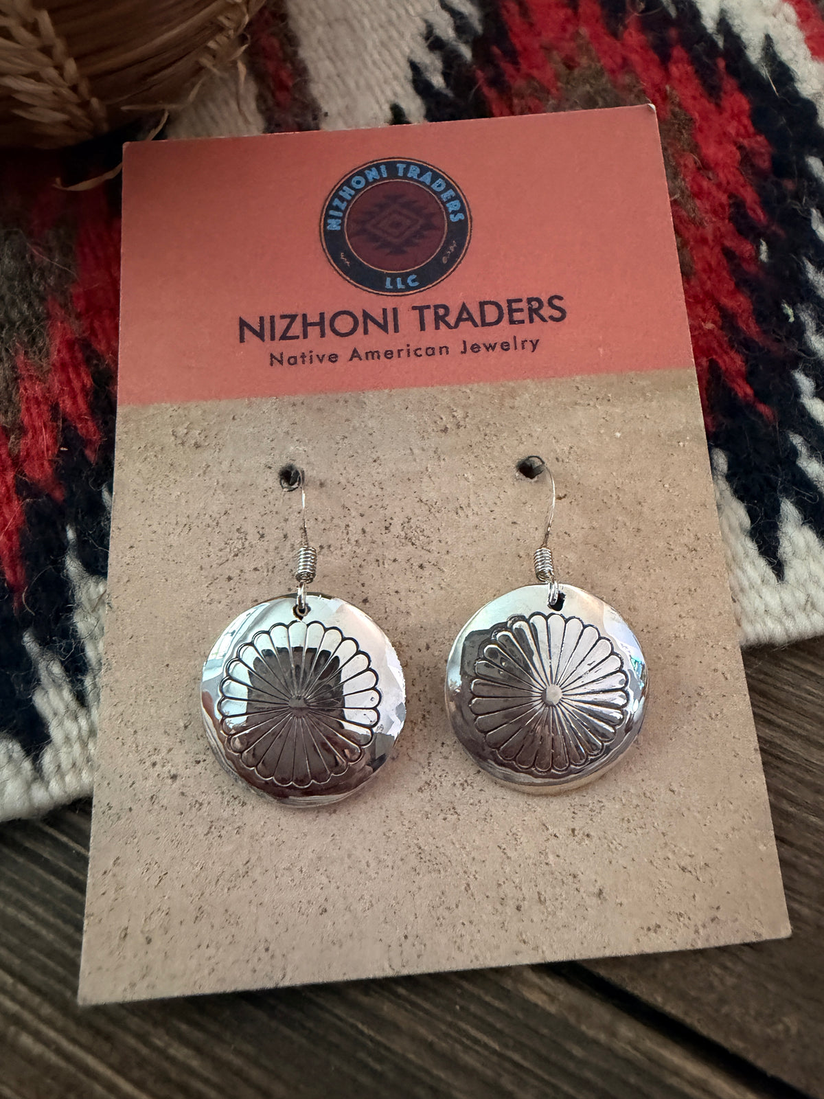 Handcrafted Sterling Silver Concho Dangle Earrings