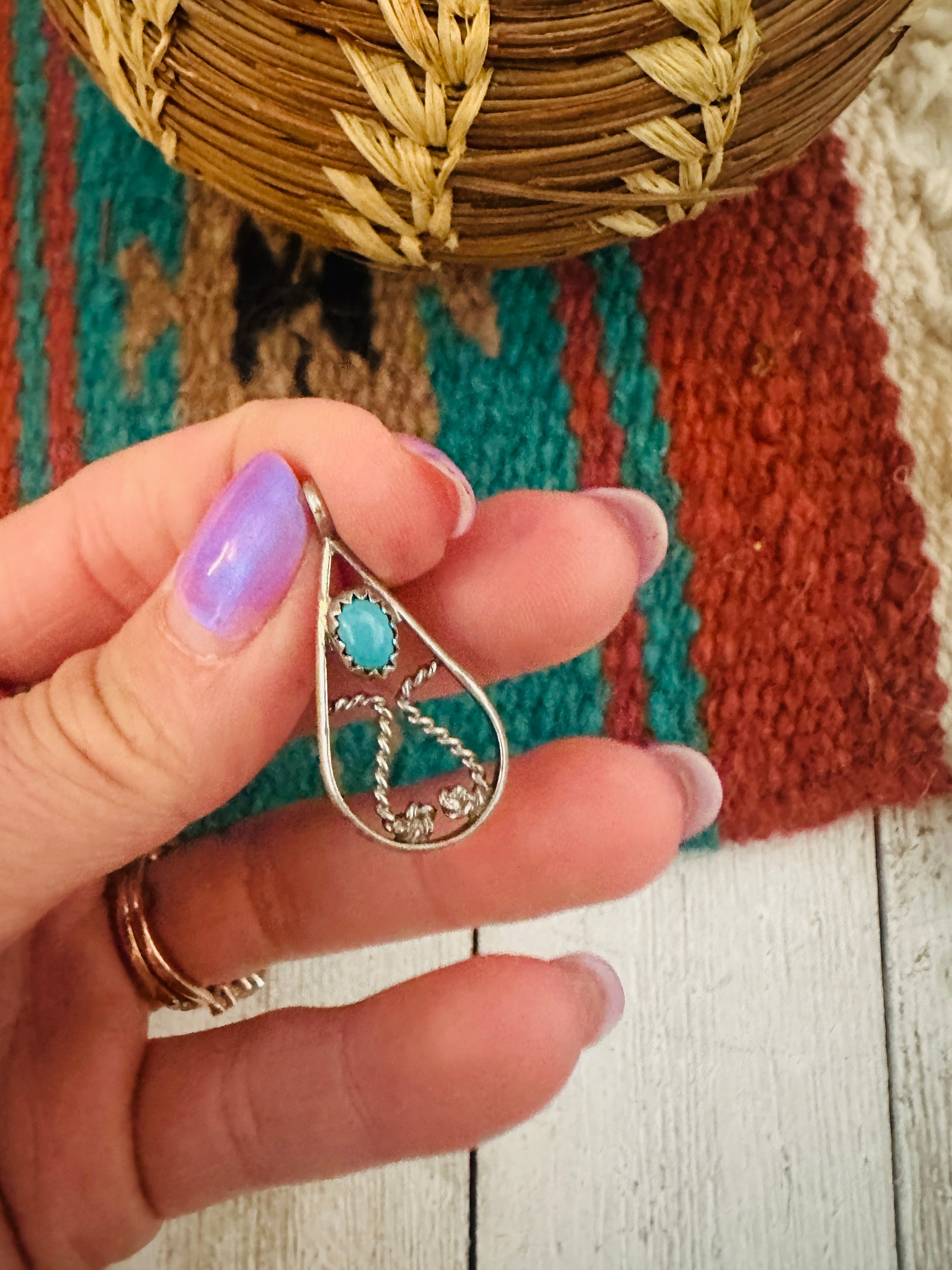 Vintage Navajo Turquoise & Sterling Silver Pendant