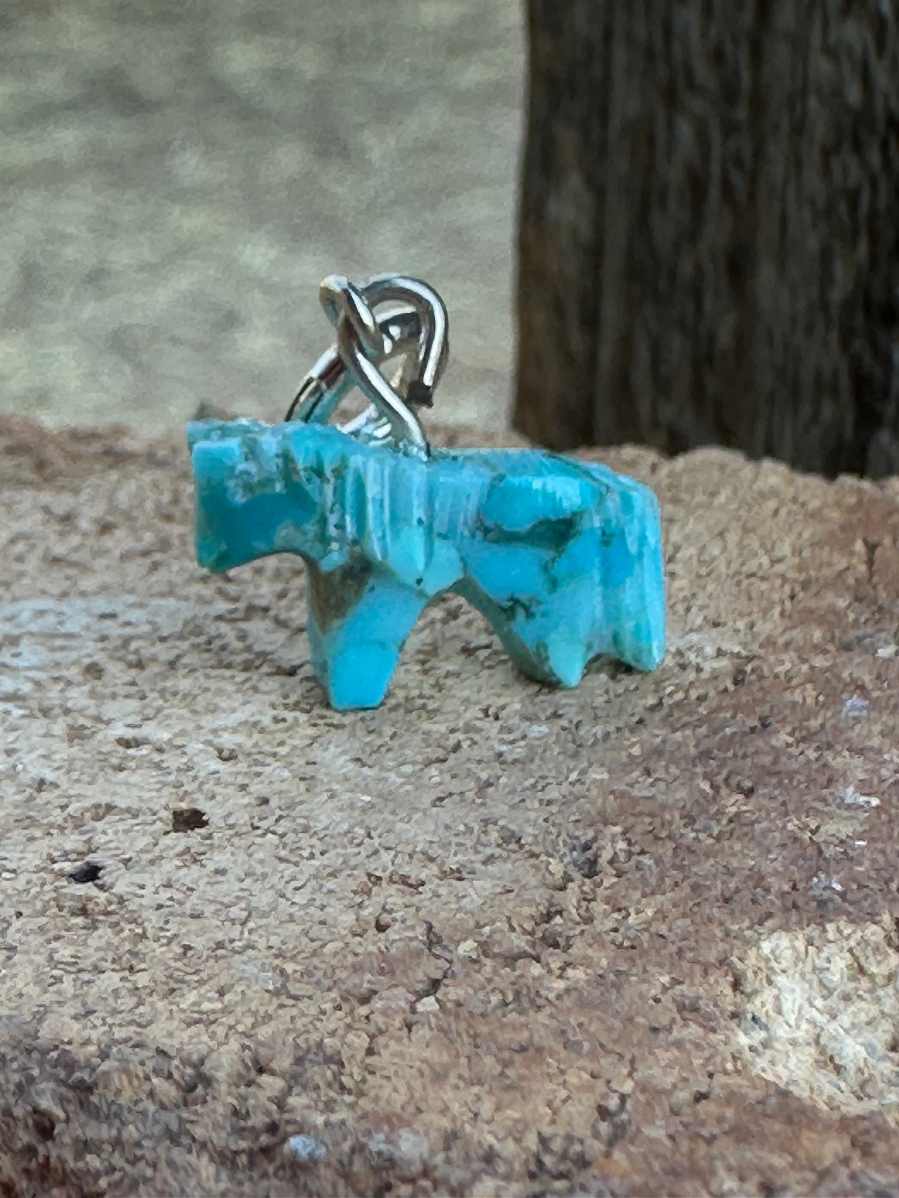 Zuni Hand Carved Turquoise Pony Charm