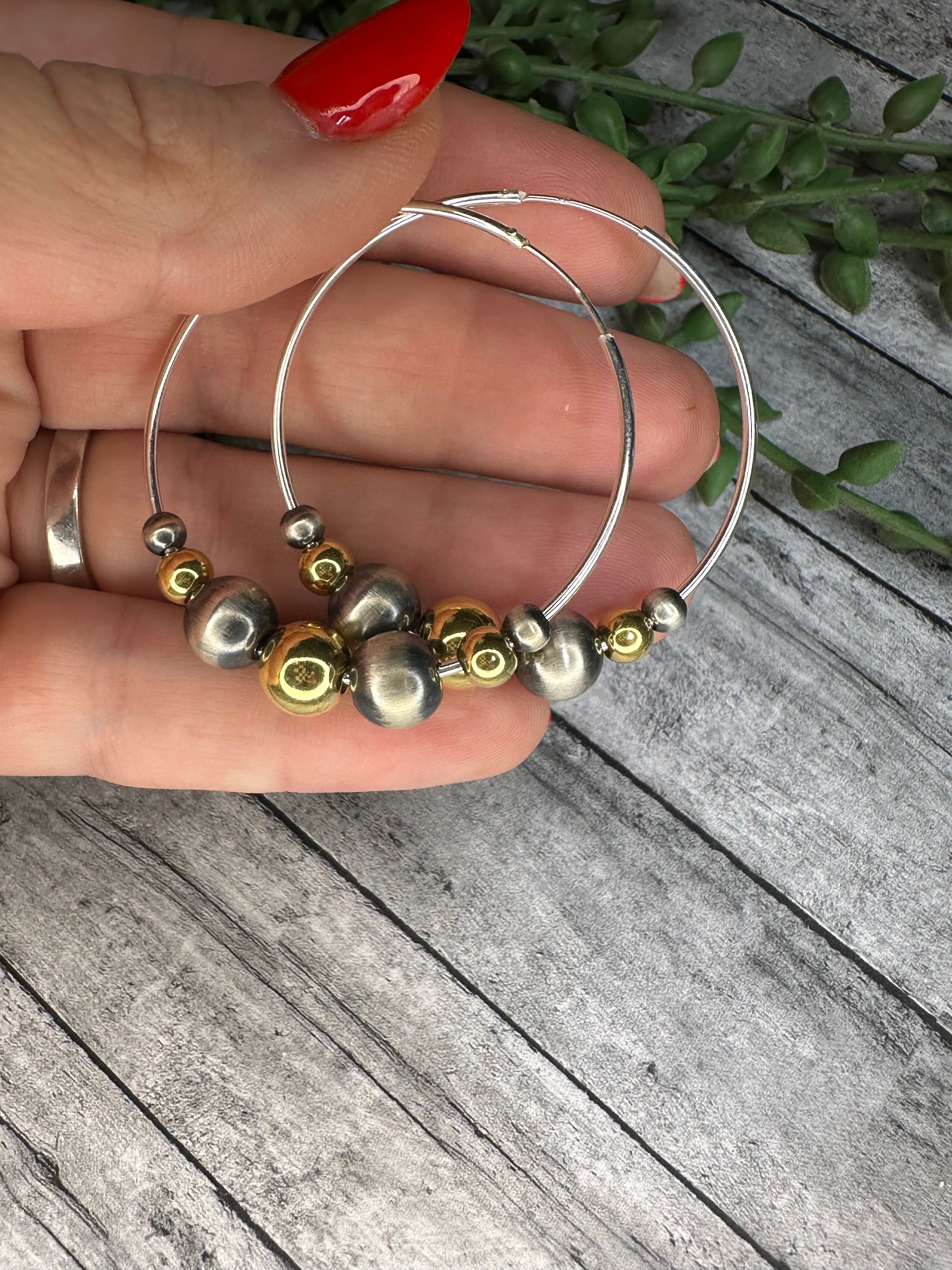 Handmade Sterling Silver Gold Plated Hoop Earrings