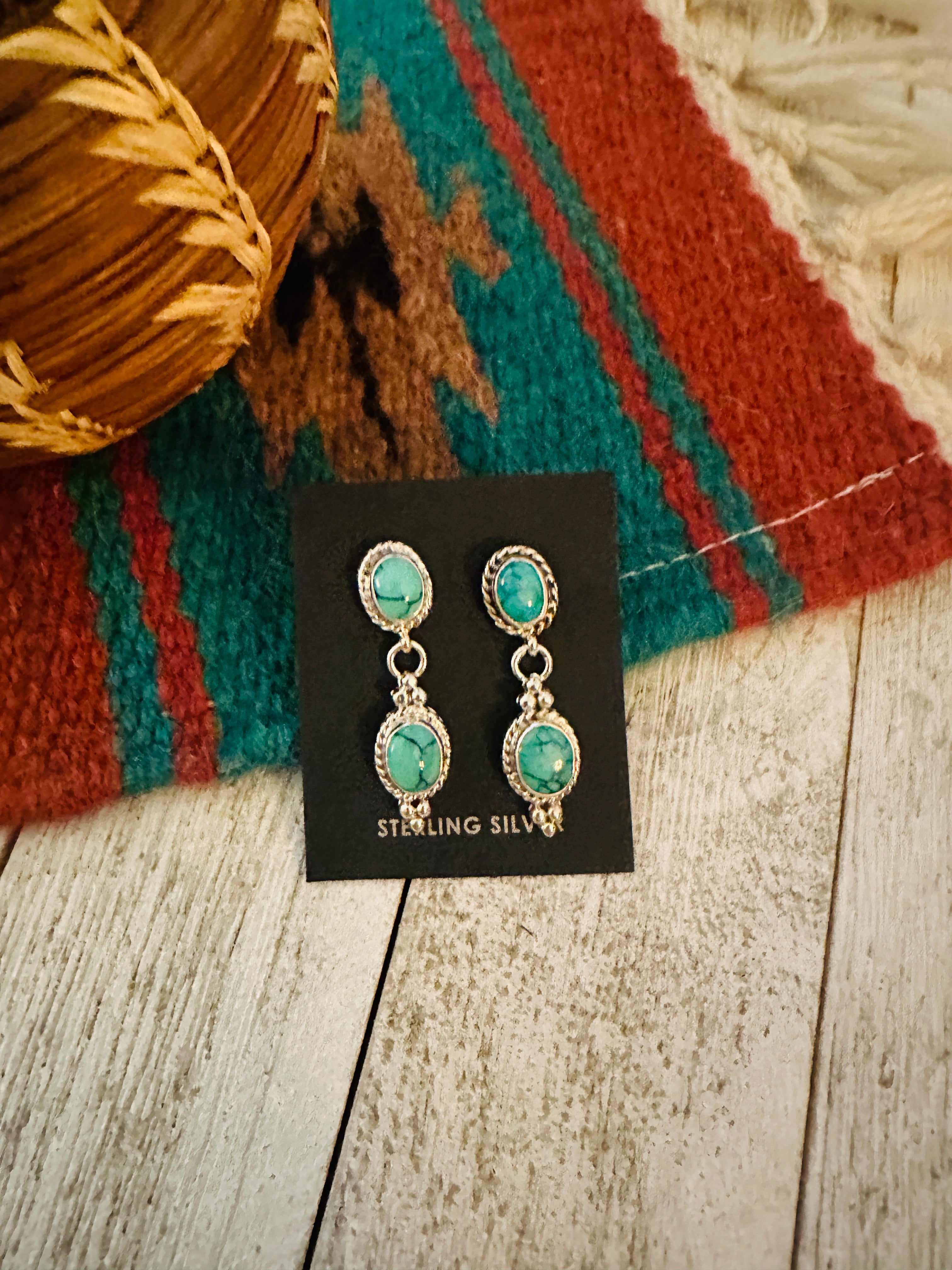 Navajo Turquoise & Sterling Silver Dangle Earrings