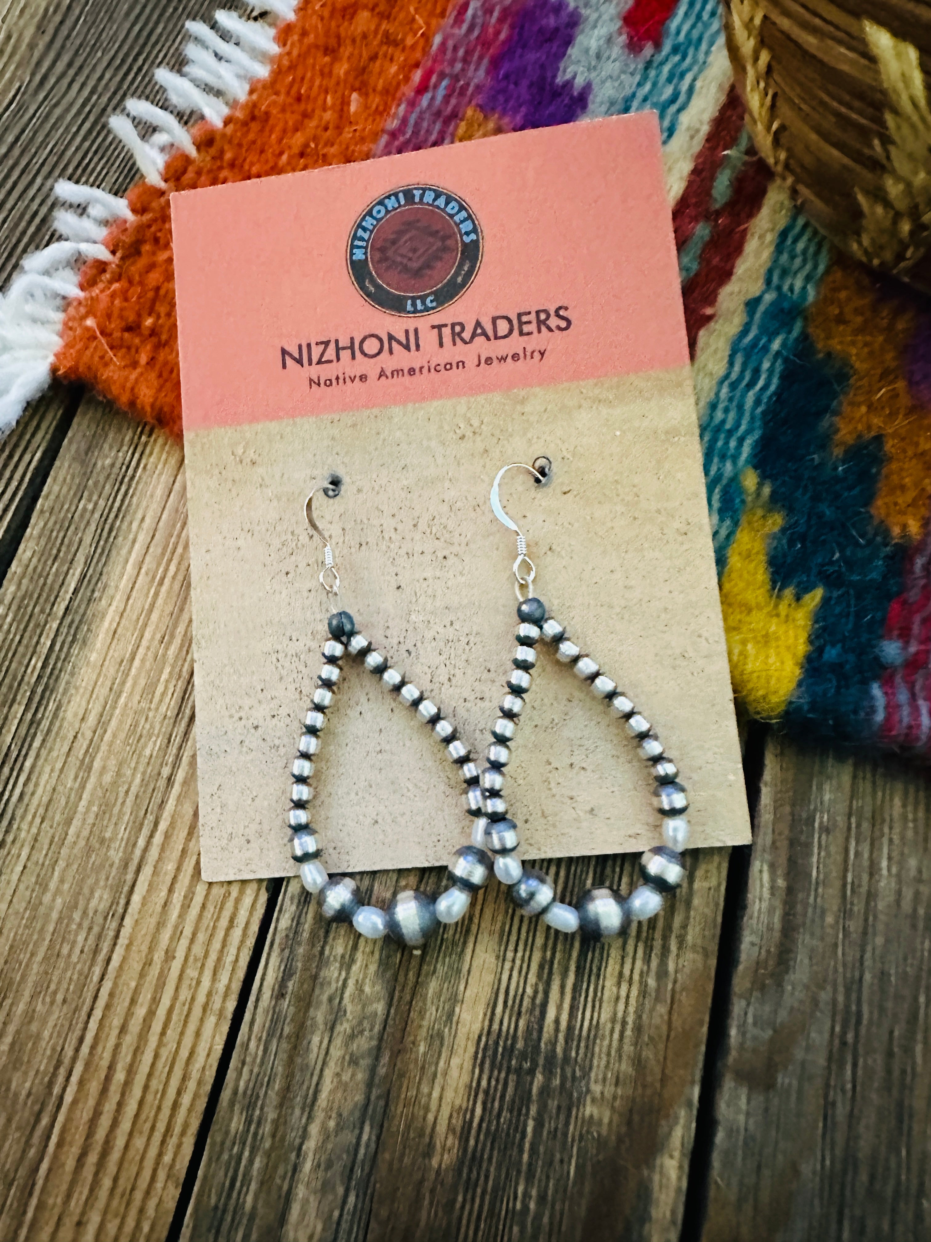Handcrafted Freshwater Pearl & Sterling Silver Pearl Beaded Dangle Hoop Earrings