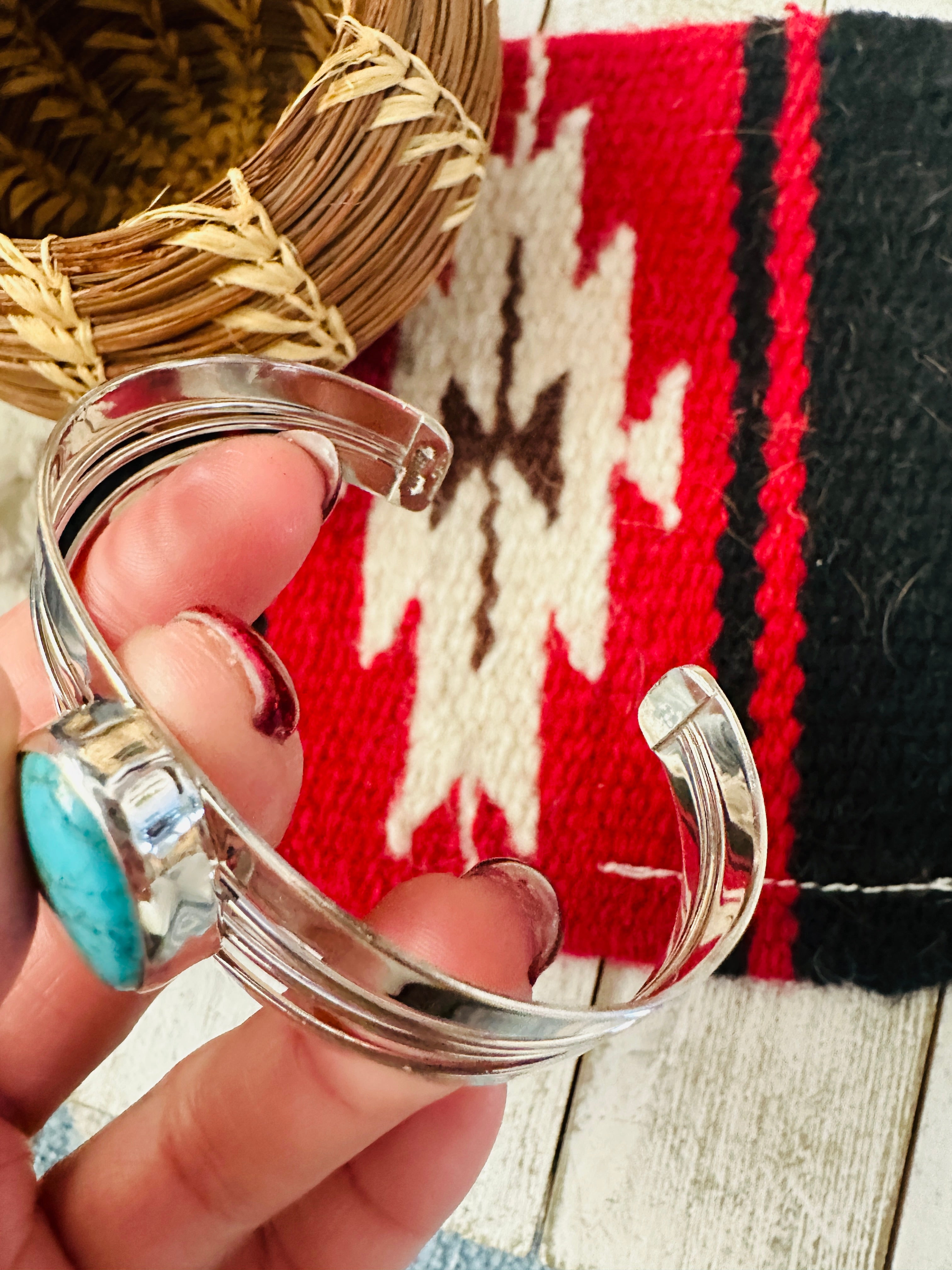 Navajo Kingman Turquoise & Sterling Silver Cuff Bracelet