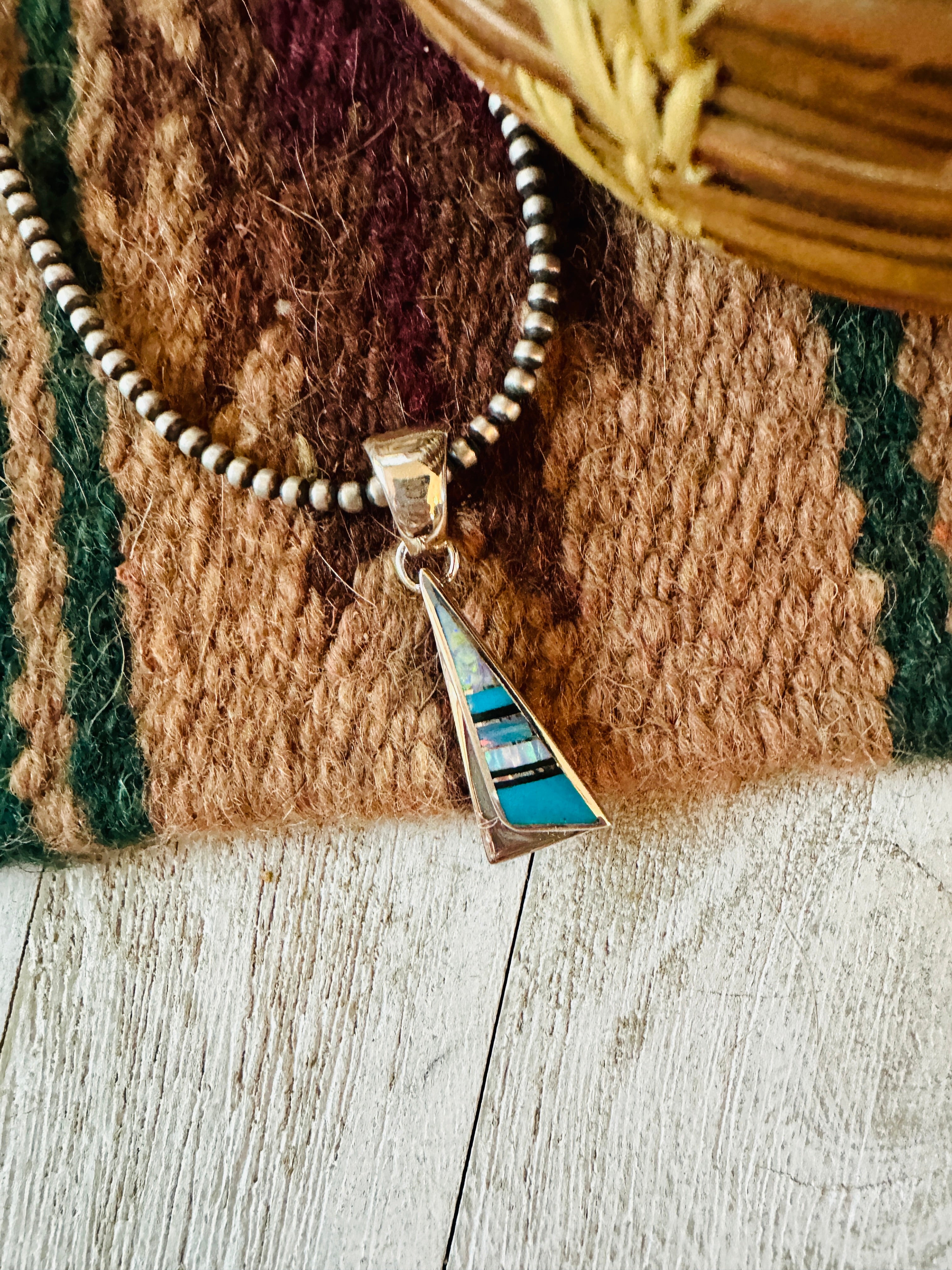 Navajo Multi Stone & Sterling Silver Inlay Pendant