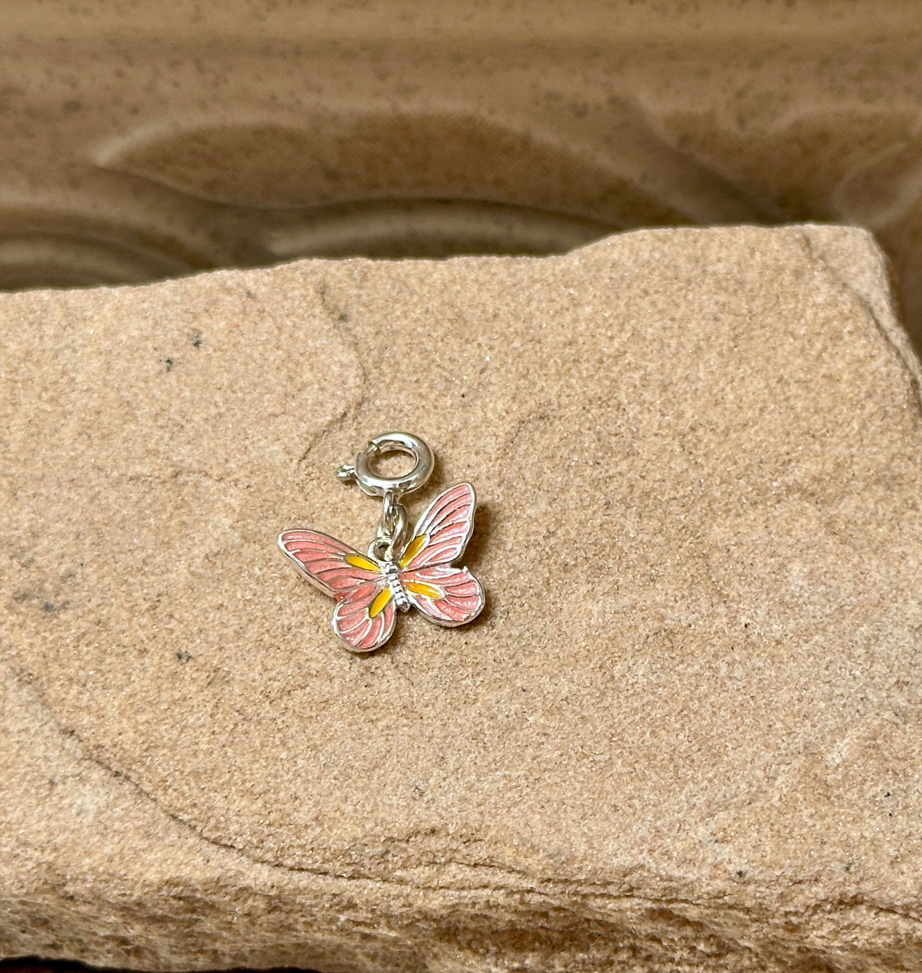 Sterling Silver Pink Butterfly Charm