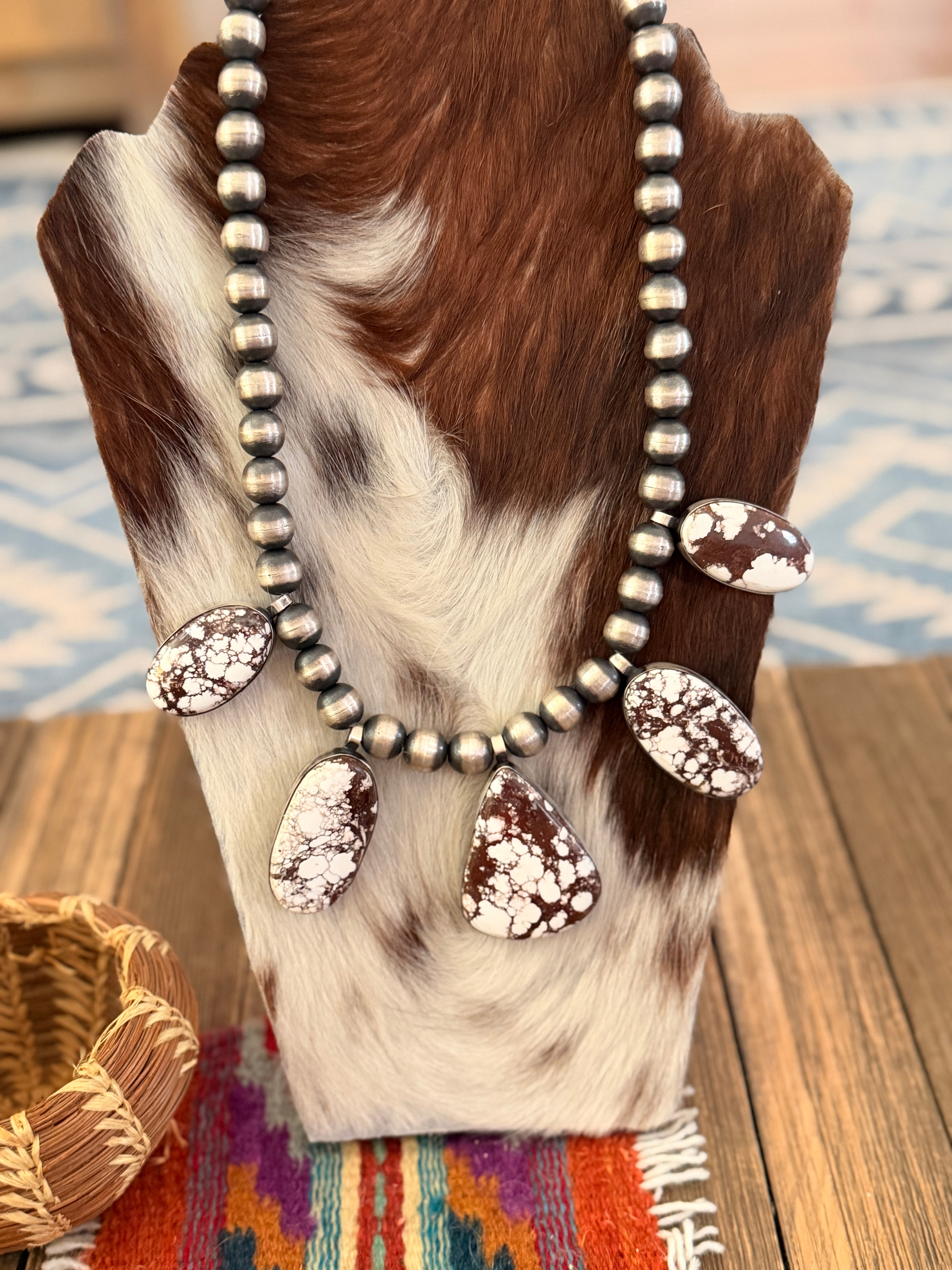 Handcrafted Wild Horse & Sterling Silver Beaded Necklace