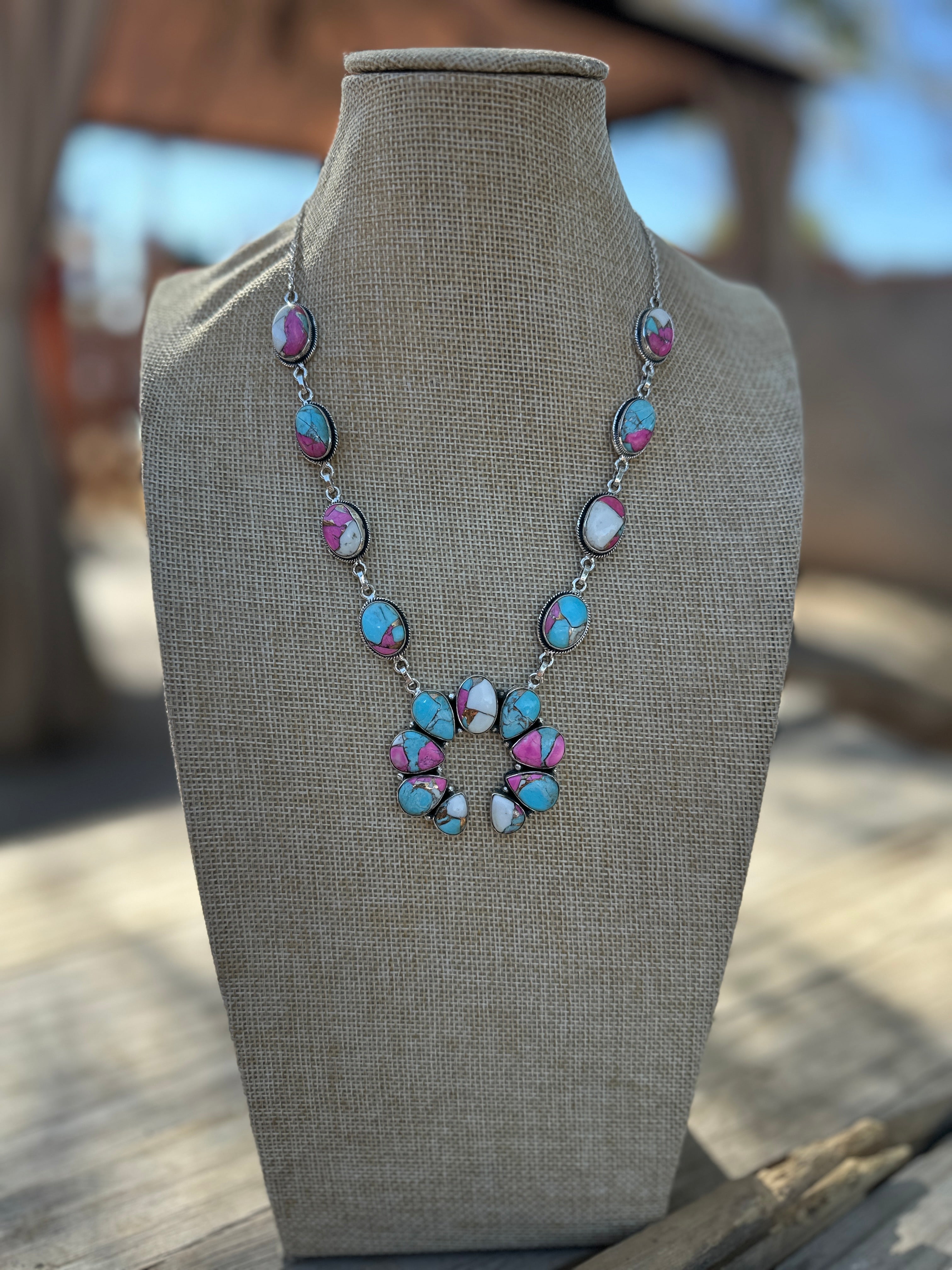 Handmade Cotton Candy Sterling Silver Naja Necklace