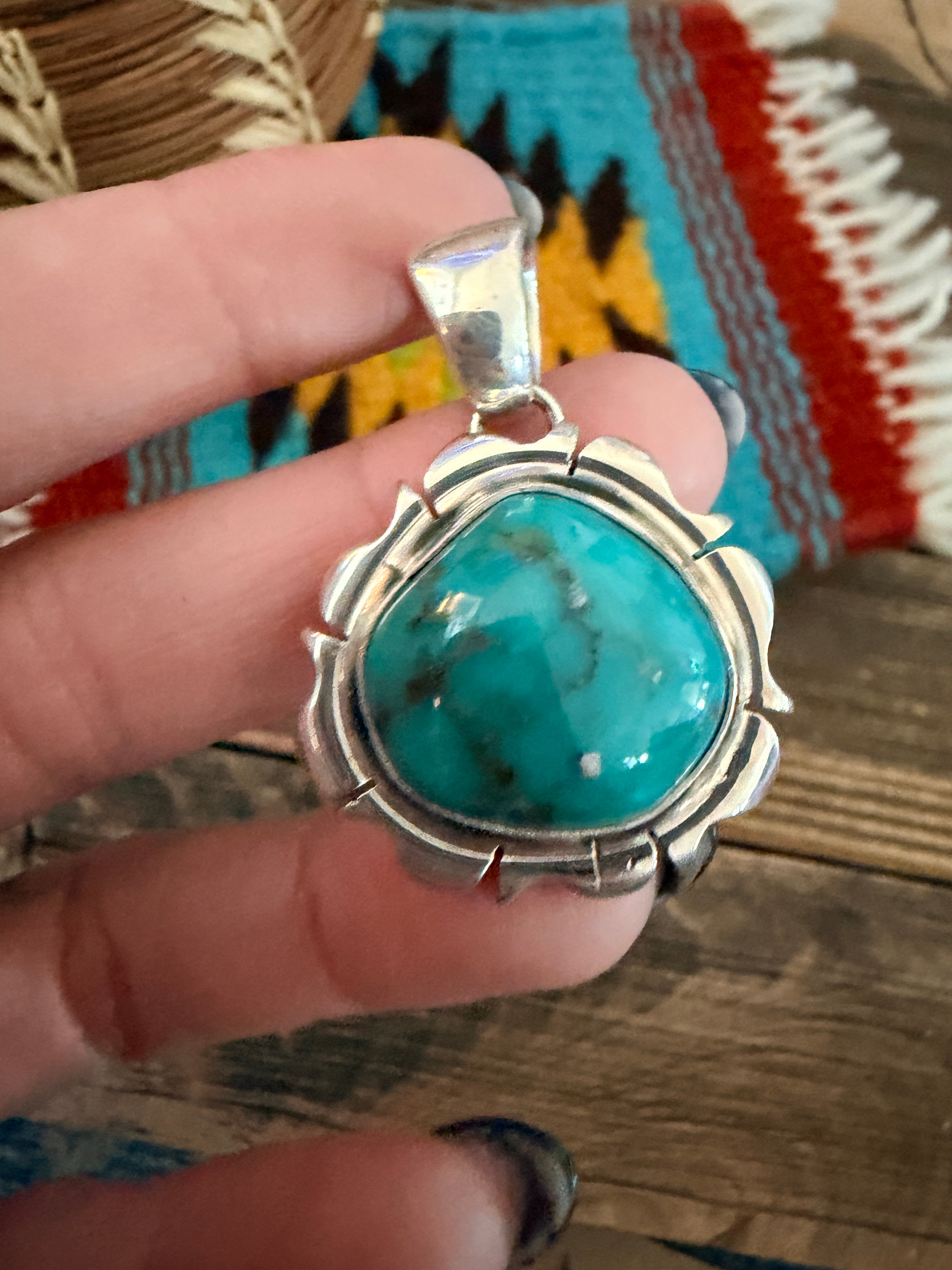 Handcrafted Sterling Silver and Turquoise Pendant