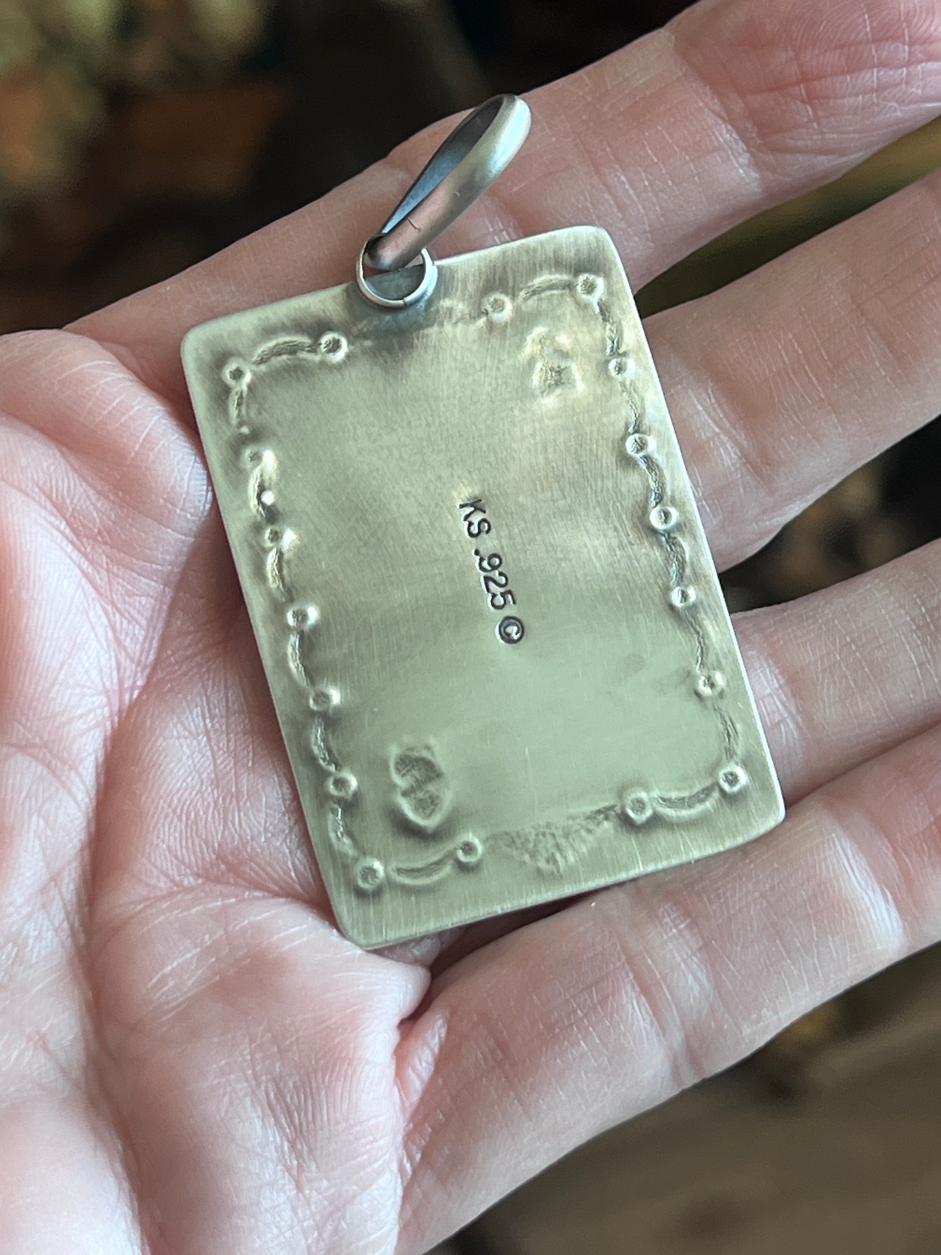Hand Stamped Sterling Silver Fred Harvey Era Inspired Reverse Arrows Tag Pendant by Kimari Somers