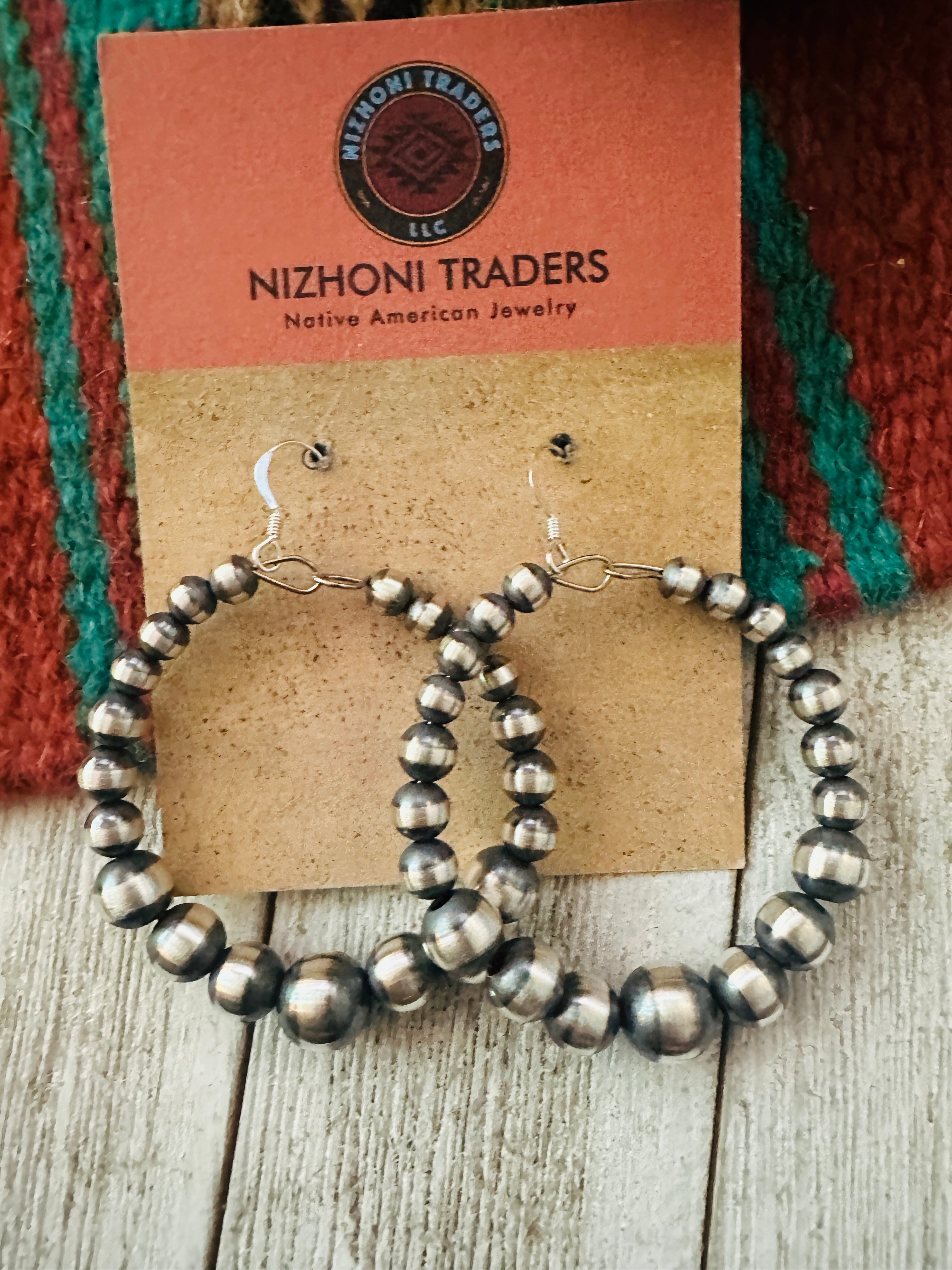 Navajo Sterling Silver Pearl Dangle Hoop Earrings