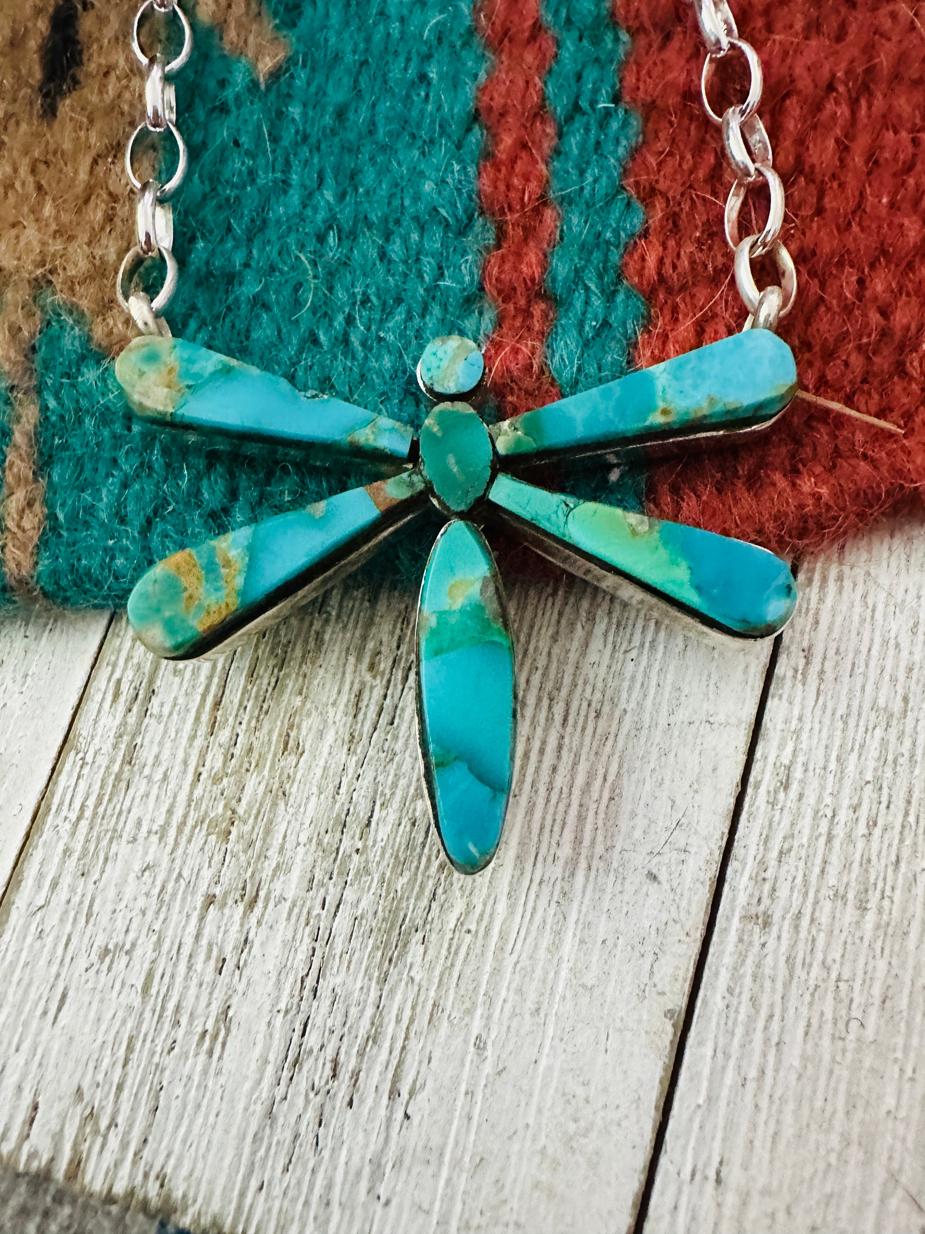 Handcrafted Turquoise & Sterling Silver Dragonfly Necklace