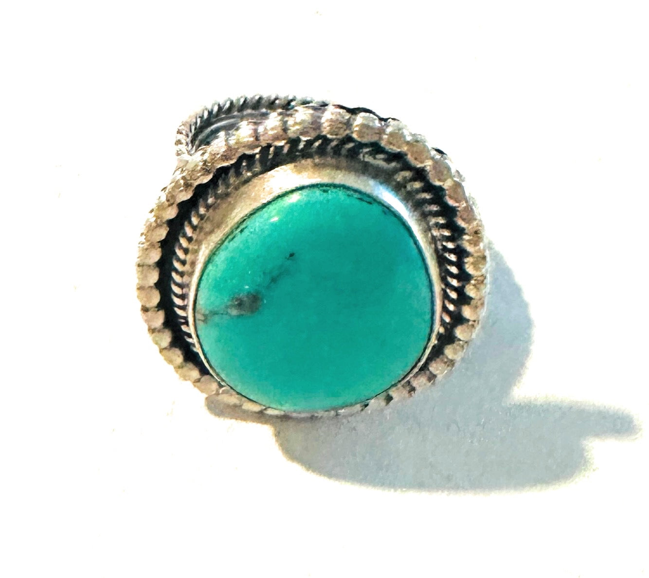 Navajo Morenci Turquoise & Sterling Silver Ring Size 8 Signed