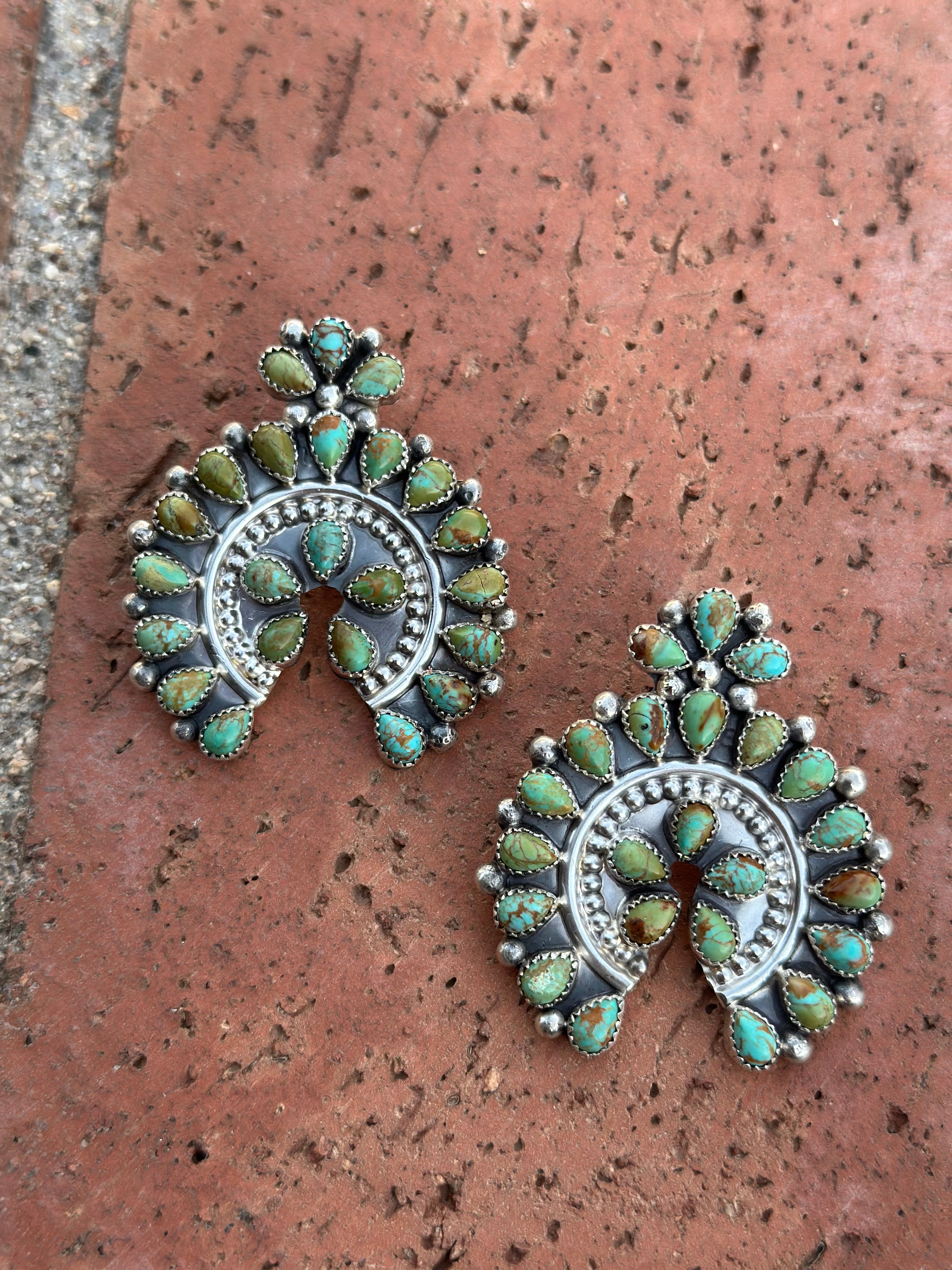 Navajo Turquoise & Sterling Silver Naja Post Earrings