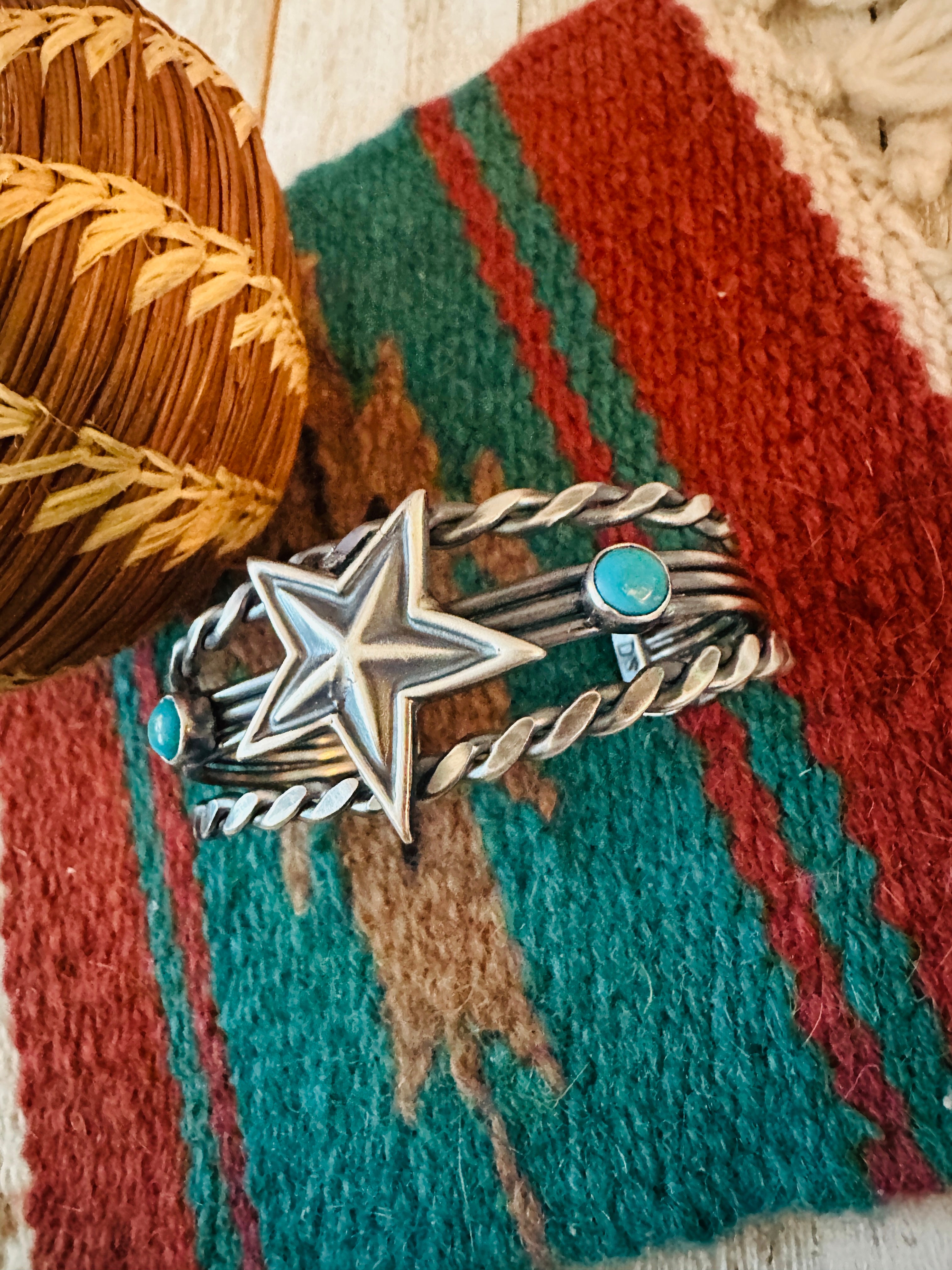 Handcrafted Sterling Silver & Turquoise Star Cuff Bracelet