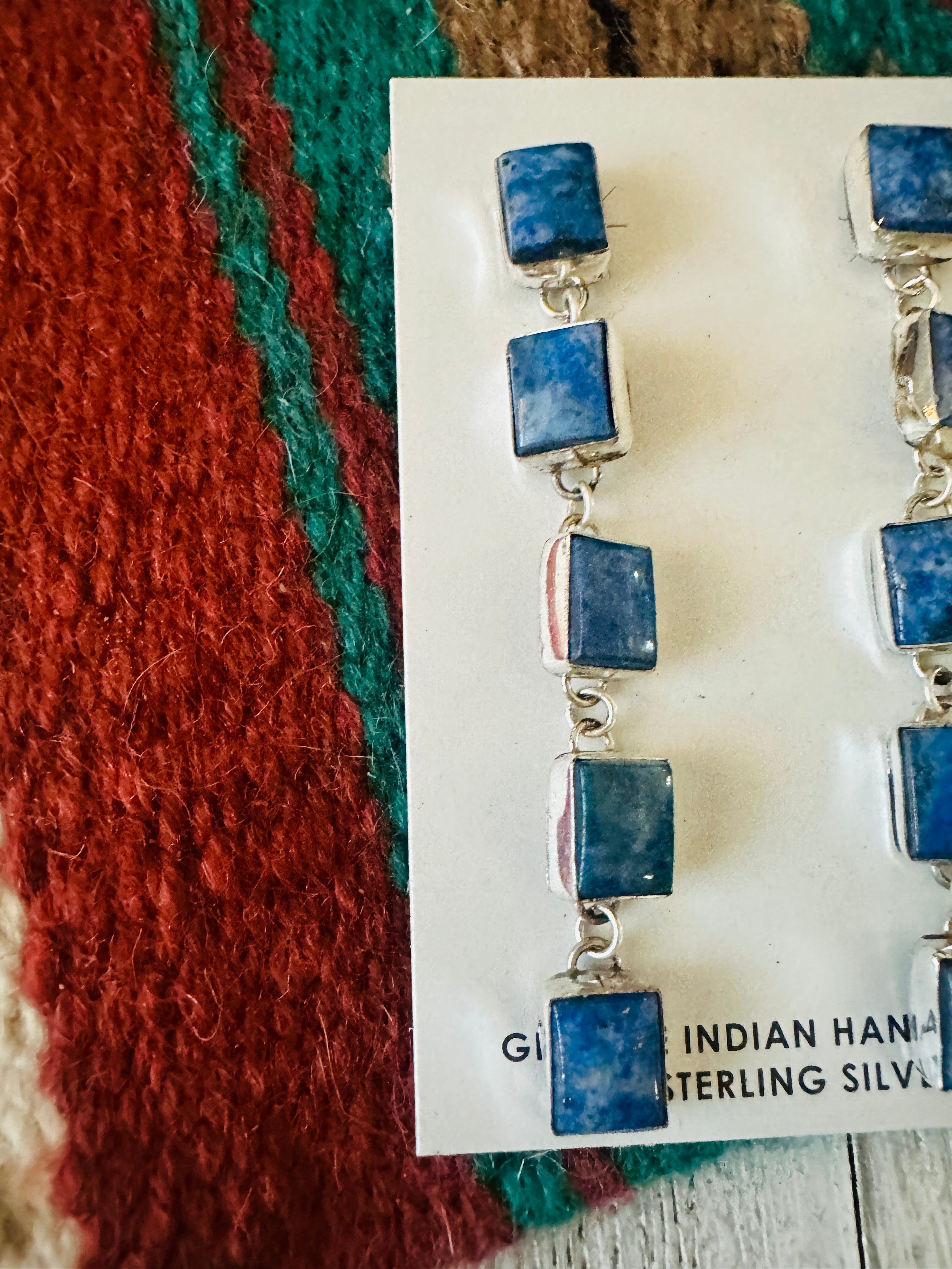 Navajo Denim Lapis & Sterling Silver Dangle Earrings