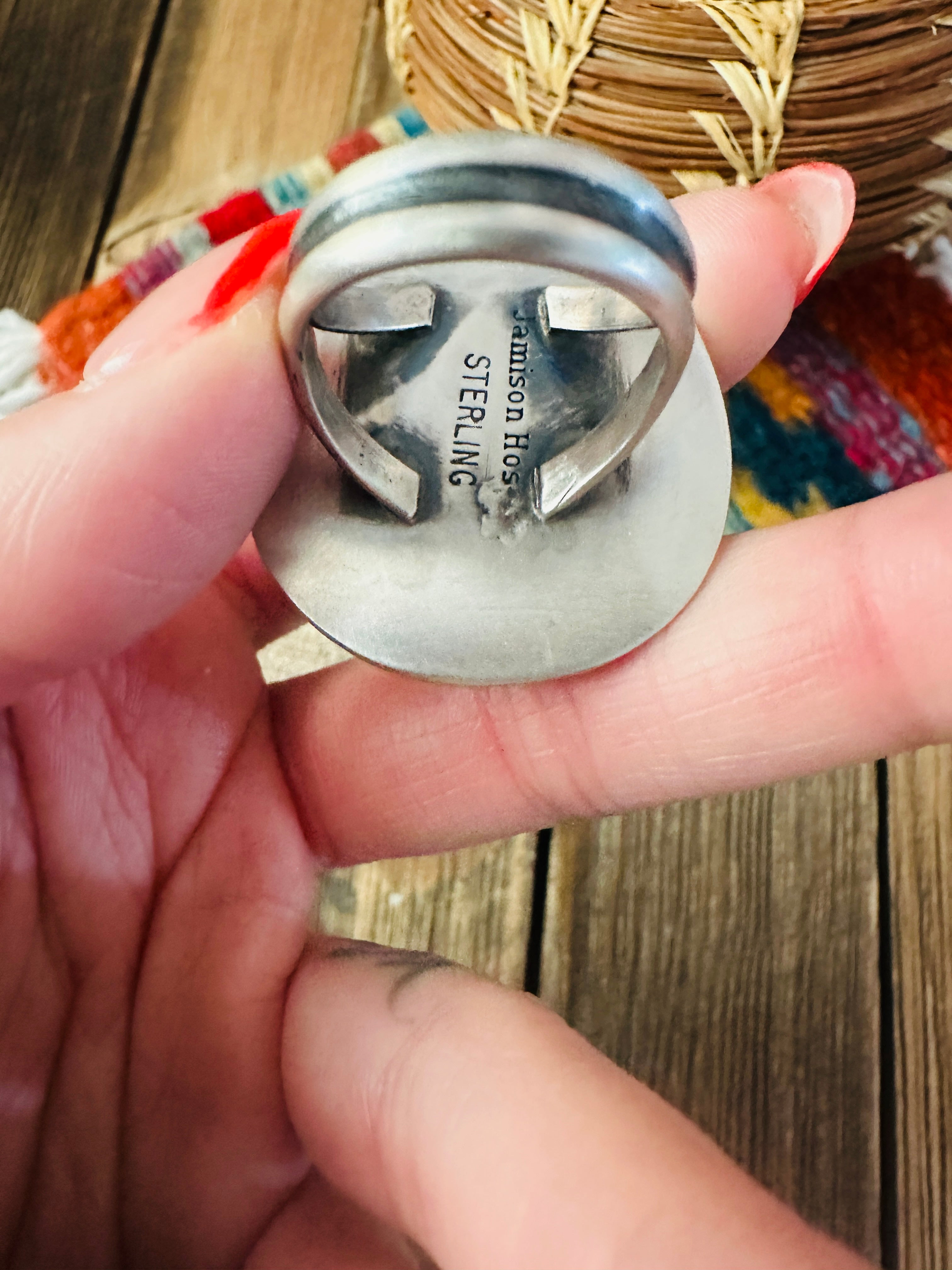 Handcrafted Blackjack Turquoise & Sterling Silver Ring Size 9.5 by Jamison Hoskie