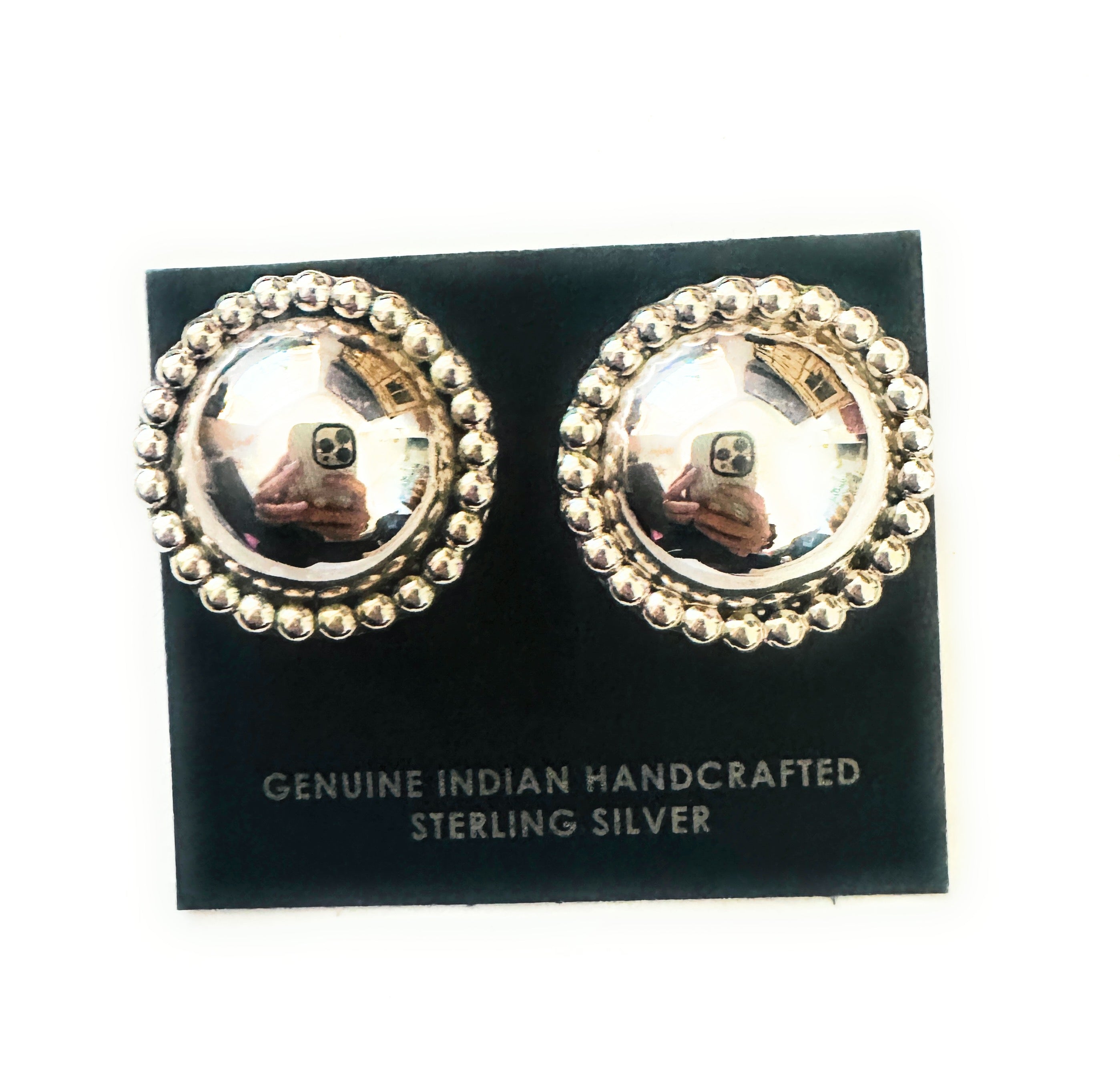 Navajo Sterling Silver Concho Post Earrings