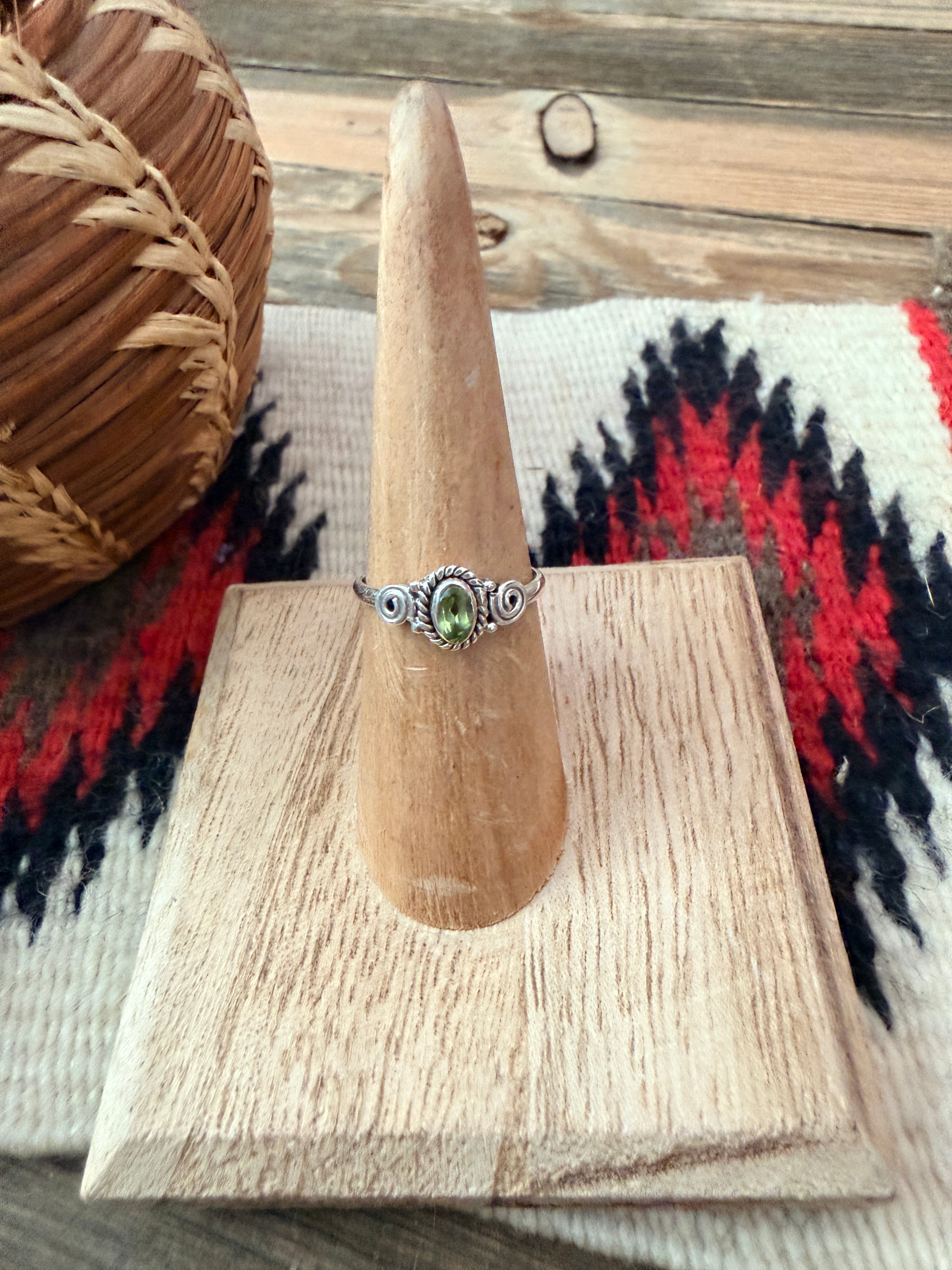 Handmade Sterling Silver & Peridot Adjustable Ring