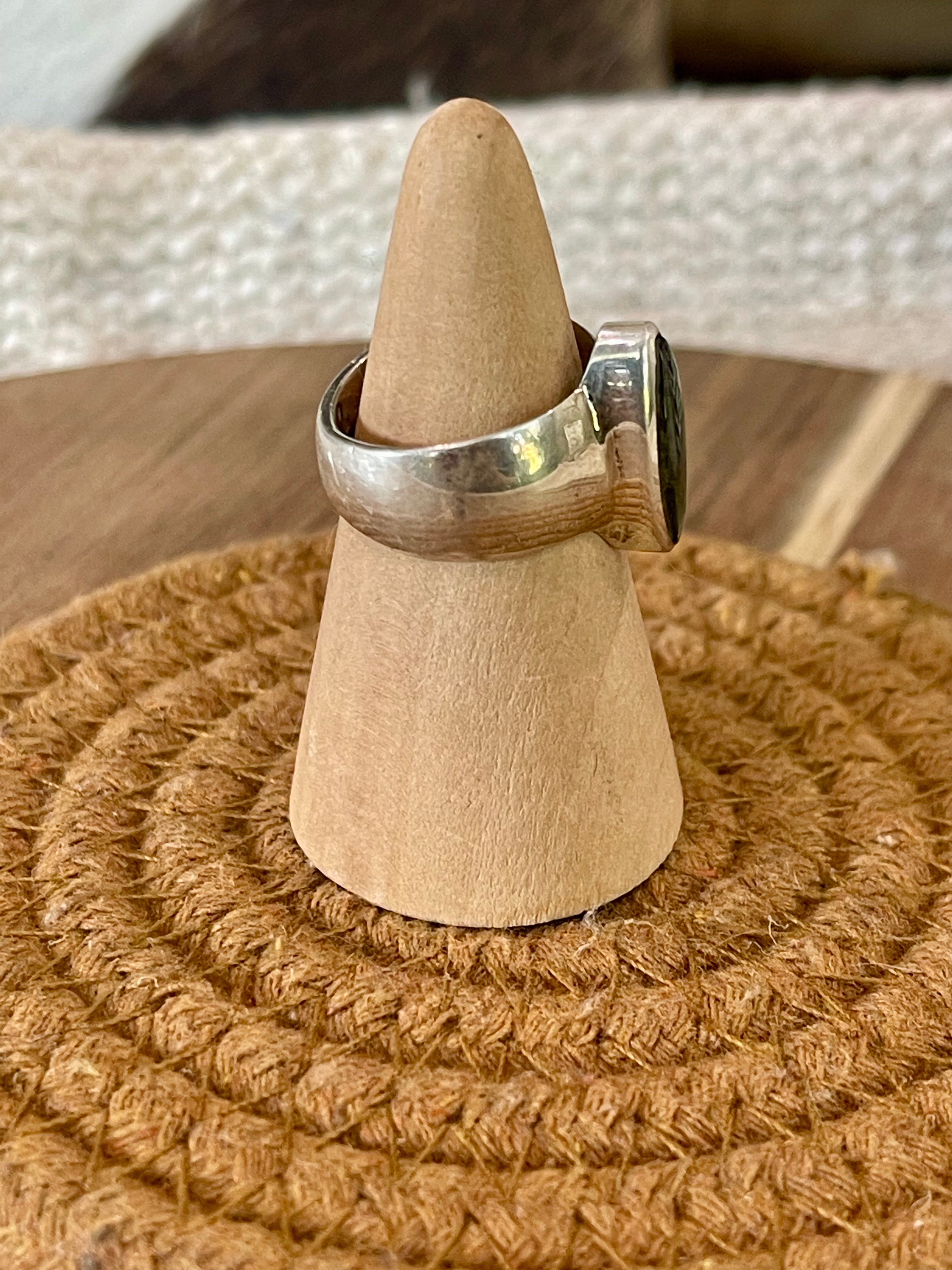 Handcrafted Sterling Silver & Meteorite Rock Size 7 Ring