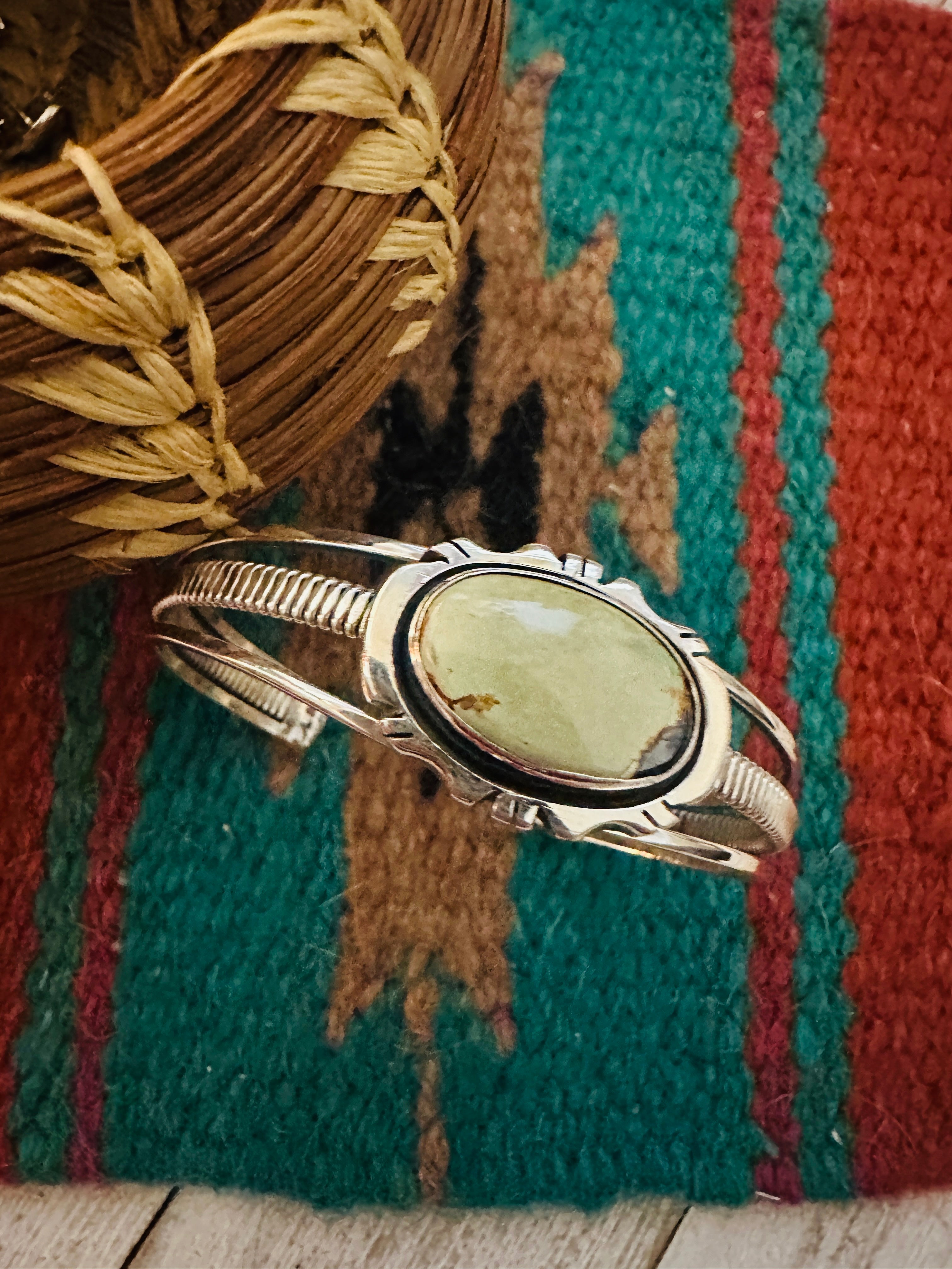 Navajo Green Turquoise & Sterling Silver Cuff Bracelet