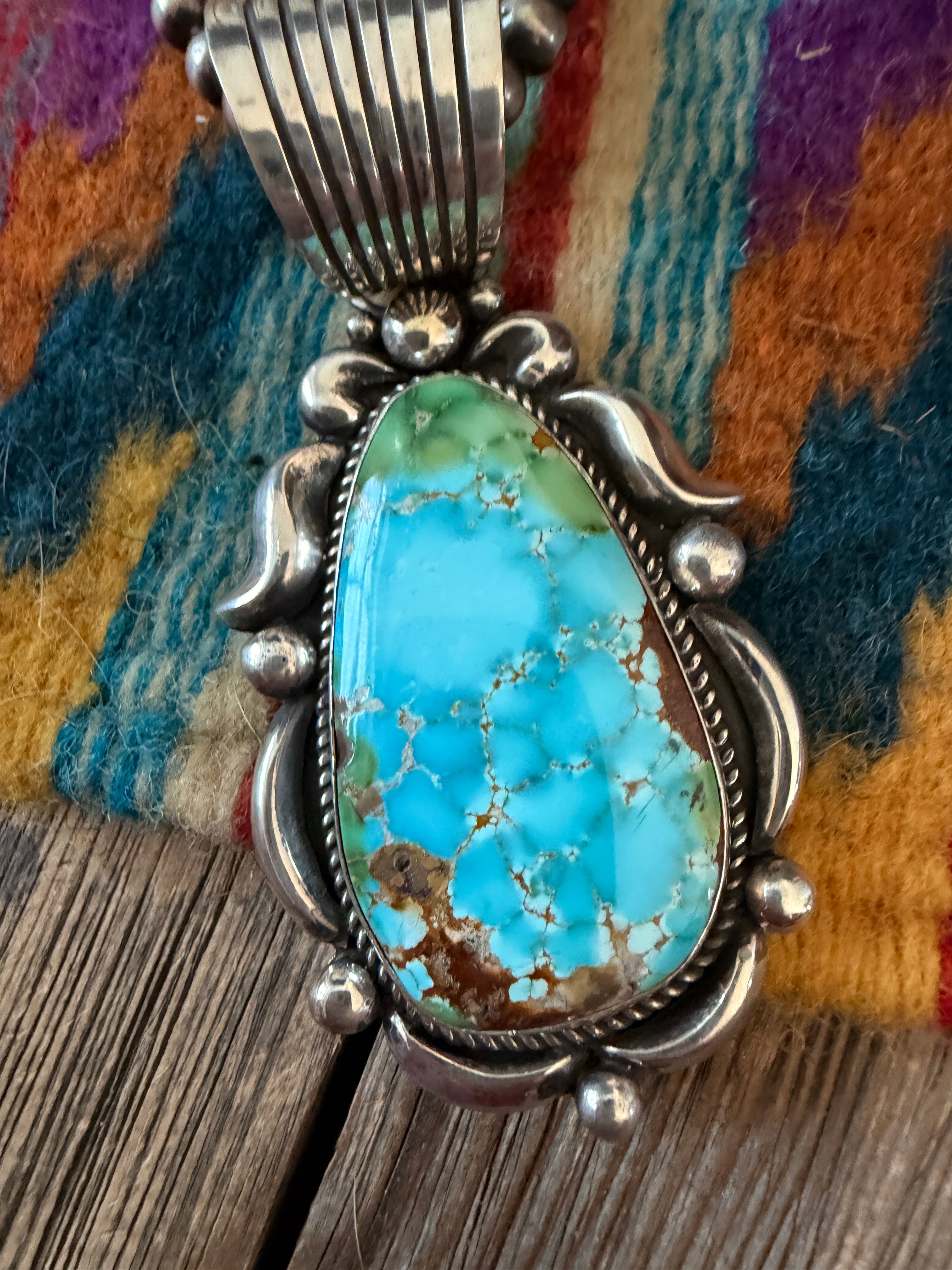 Handcrafted Sterling Silver & Sonoran Mountain Turquoise Pendant by Albert Jake
