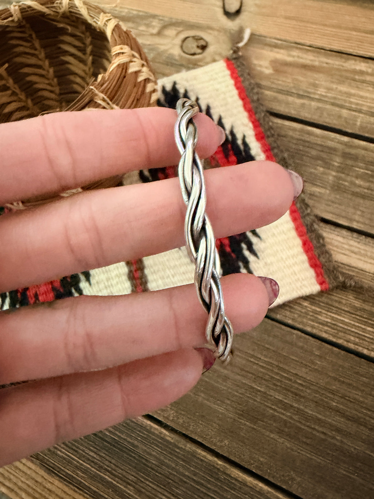 Handcrafted Sterling Silver Twisted Bangle Bracelet