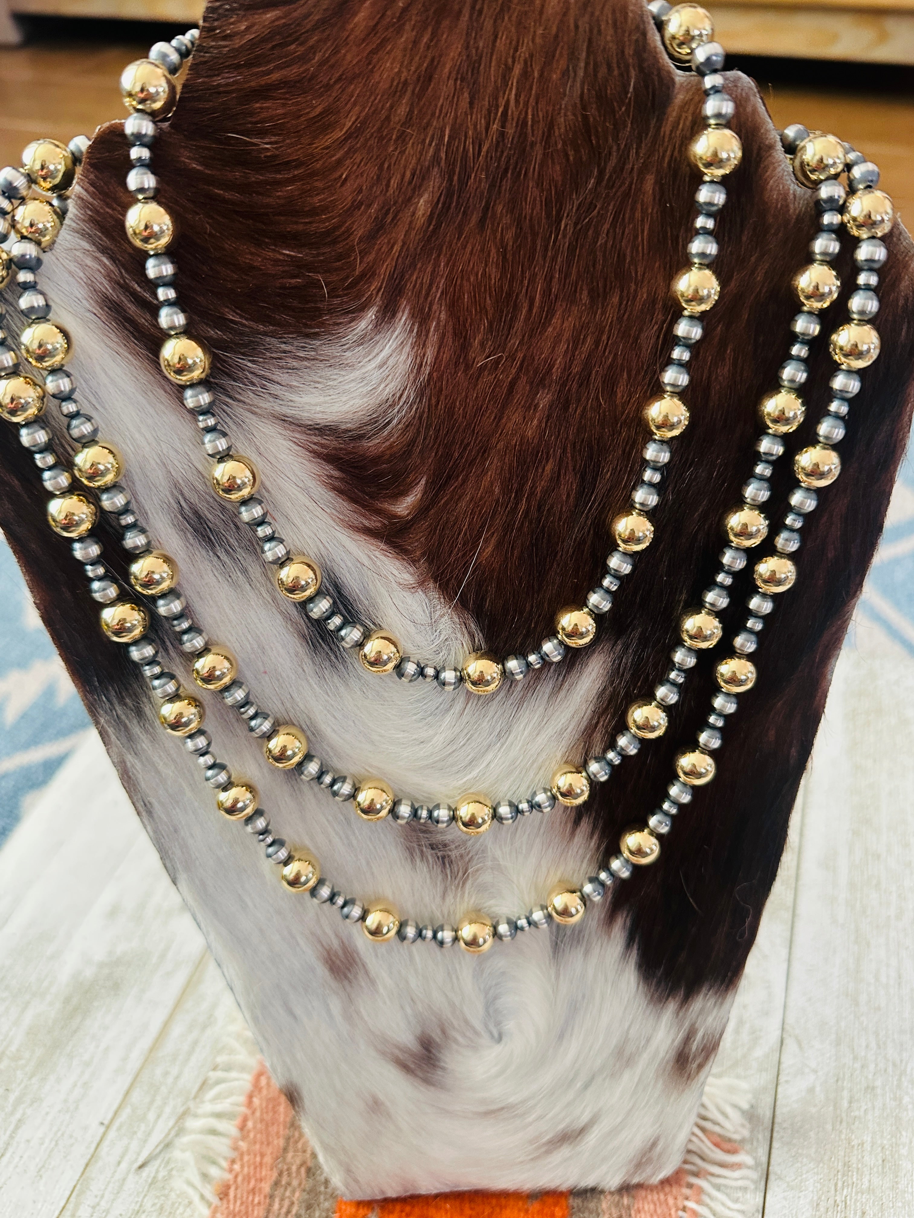 Handcrafted Sterling Silver & Gold Beaded Necklace