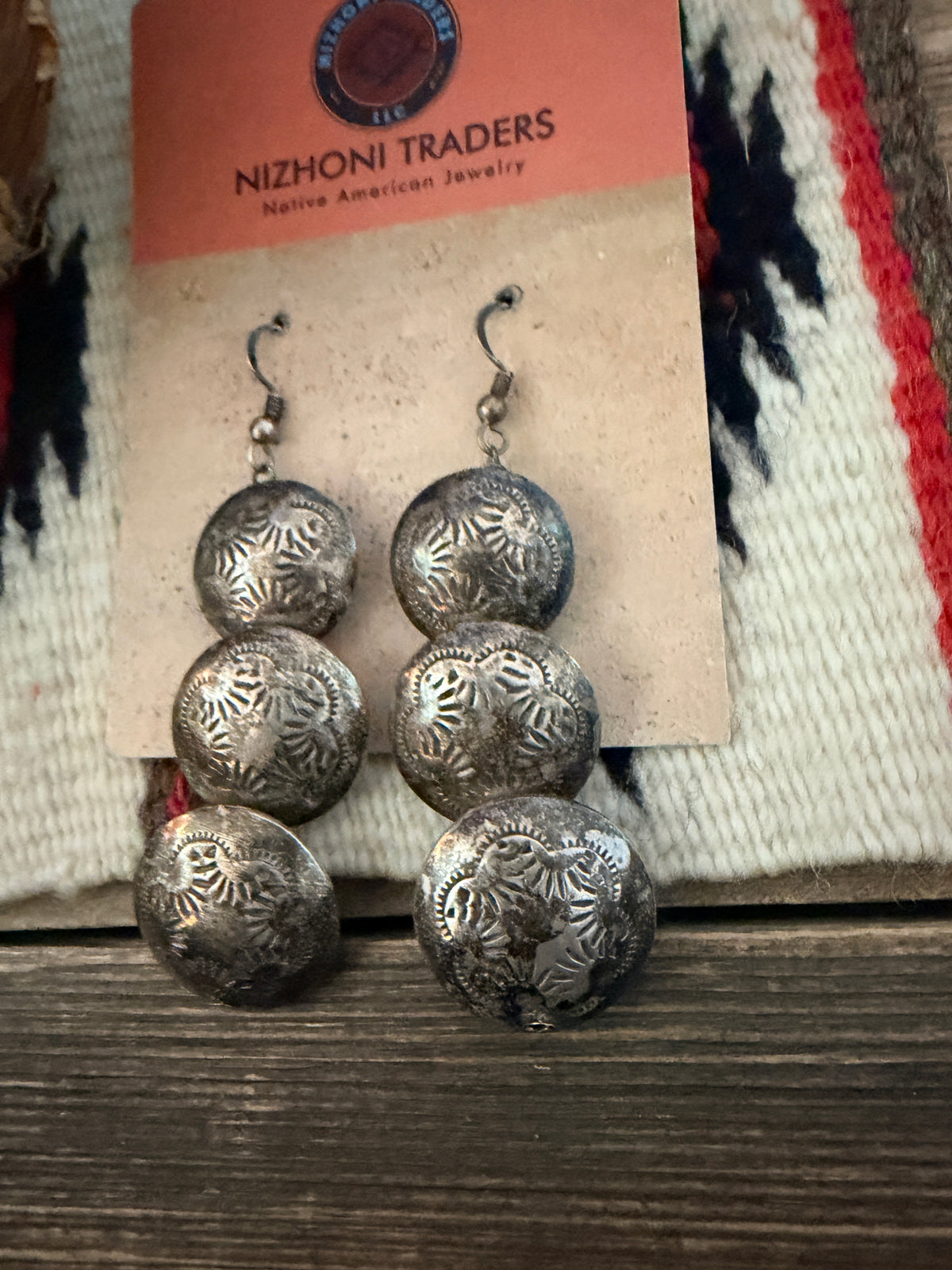 Handcrafted Old Pawn Sterling Silver Pillow Bead Dangle Earrings